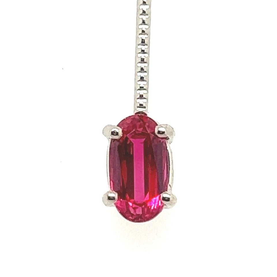 Modern Gold 1.08 Carat Natural Colorless Diamond & Oval Red Spinel Gem Pendant