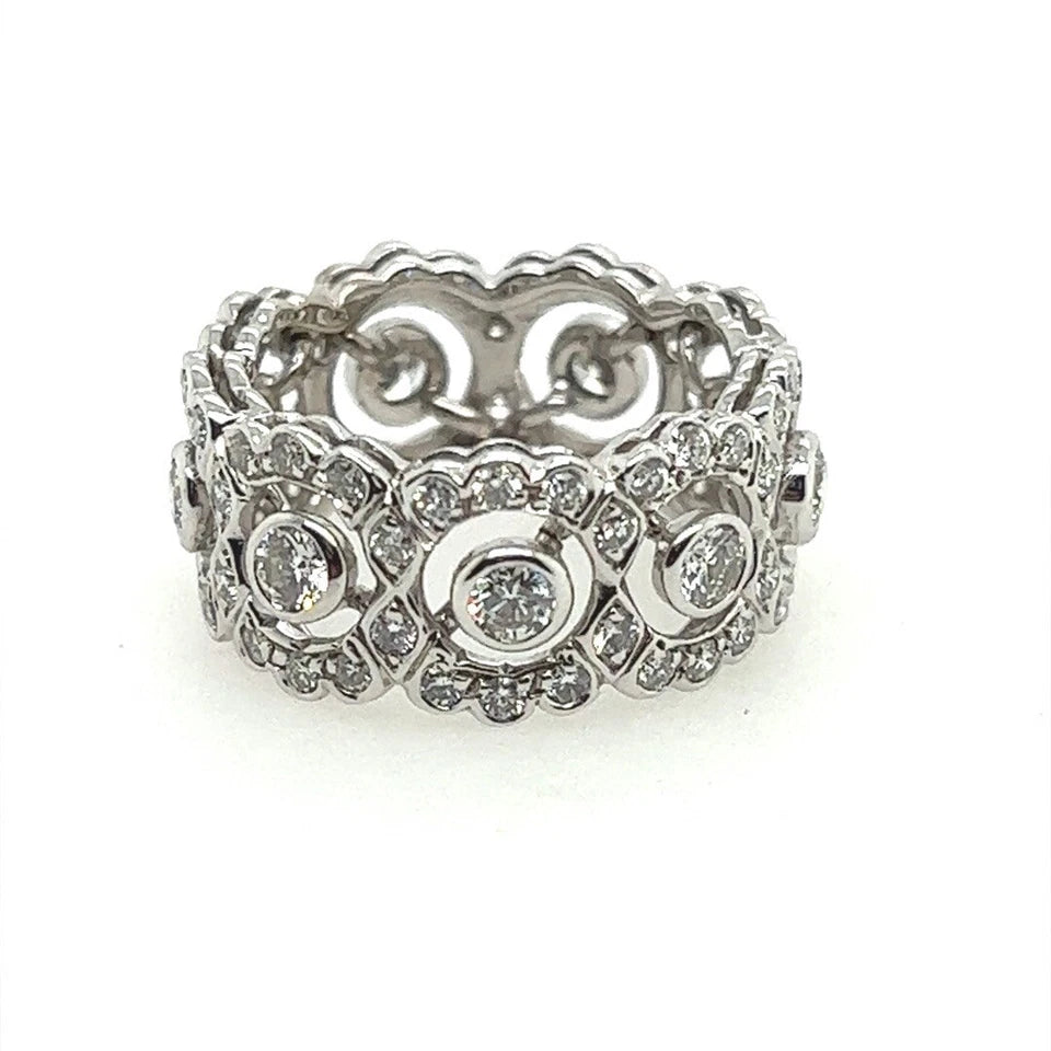 Modern Gold 2.16 Carat Natural Round Brilliant Colorless Diamond Engagement Band