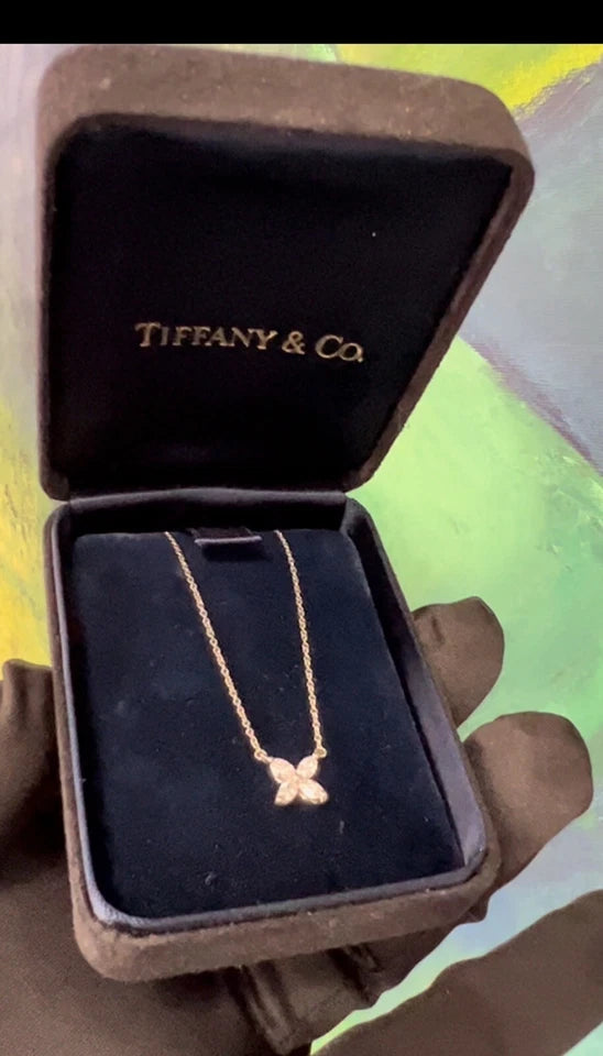 Tiffany & Co Victoria 0.46 Carat Platinum and Natural Marquise Diamond Pendant