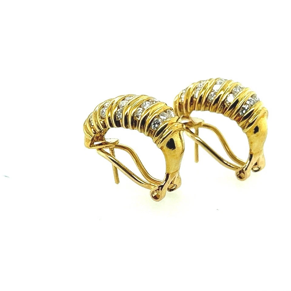 Retro Gold 1.25 Carat Natural Round Brilliant Diamond Clip Earrings Circa 1960