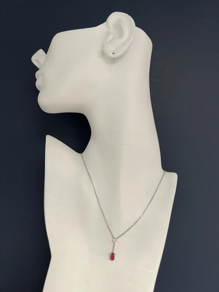 Modern Gold 1.08 Carat Natural Colorless Diamond & Oval Red Spinel Gem Pendant