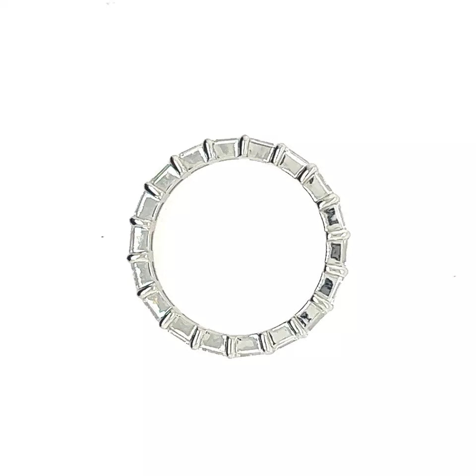 Platinum 2.23 Carat Natural Emerald Cut Near Colorless VS Diamond Eternity Band