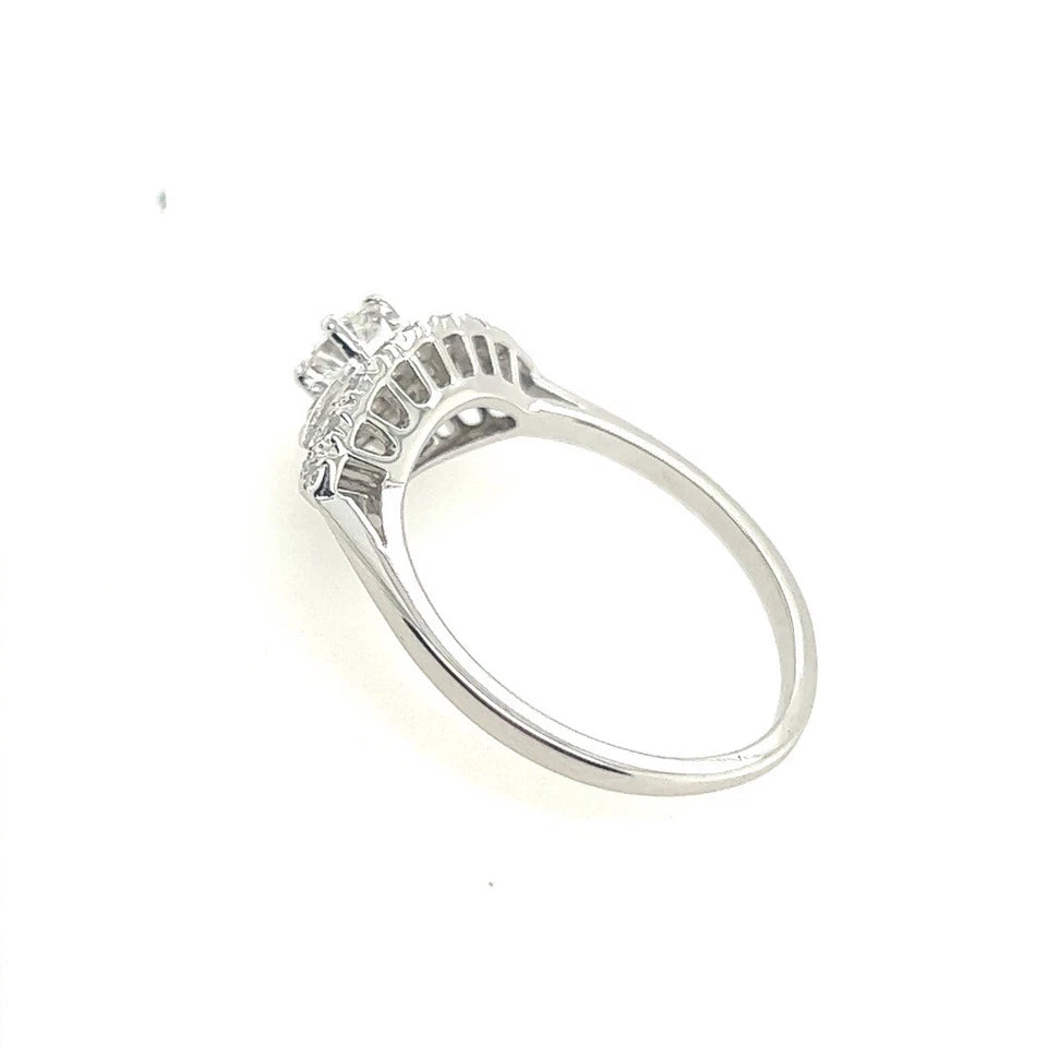 Art Deco 0.65 Carat Natural Colorless Diamond Engagement Gold Ring Circa 1950