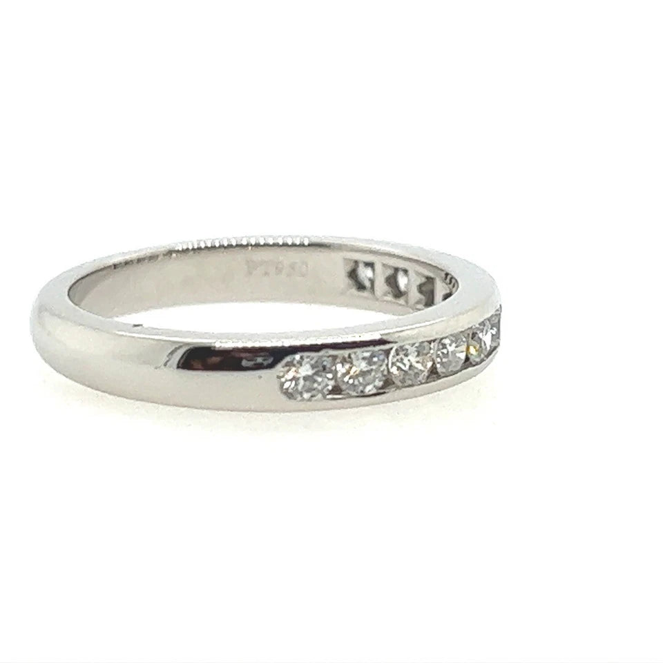 Modern Tiffany & Co Natural .17 Carat Diamond Halfway Platinum Engagement Band