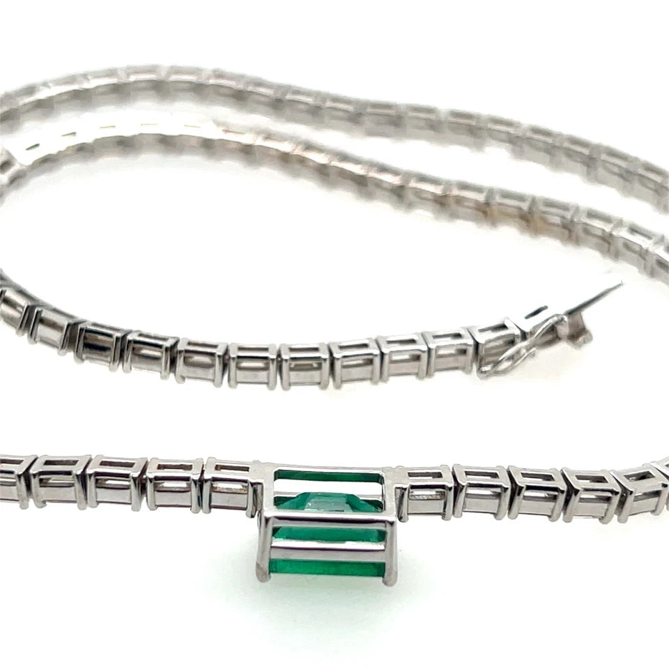 Modern Gold 14.77 Carat Natural GIA Certified Zambian Emerald & Diamond Necklace