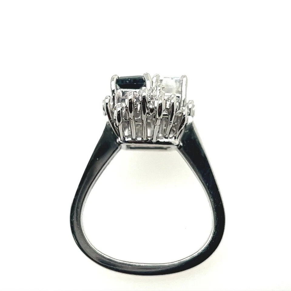 Art Deco 3.9 Carat GIA Certified D Natural Diamond Sapphire Plat Ring Circa 1950