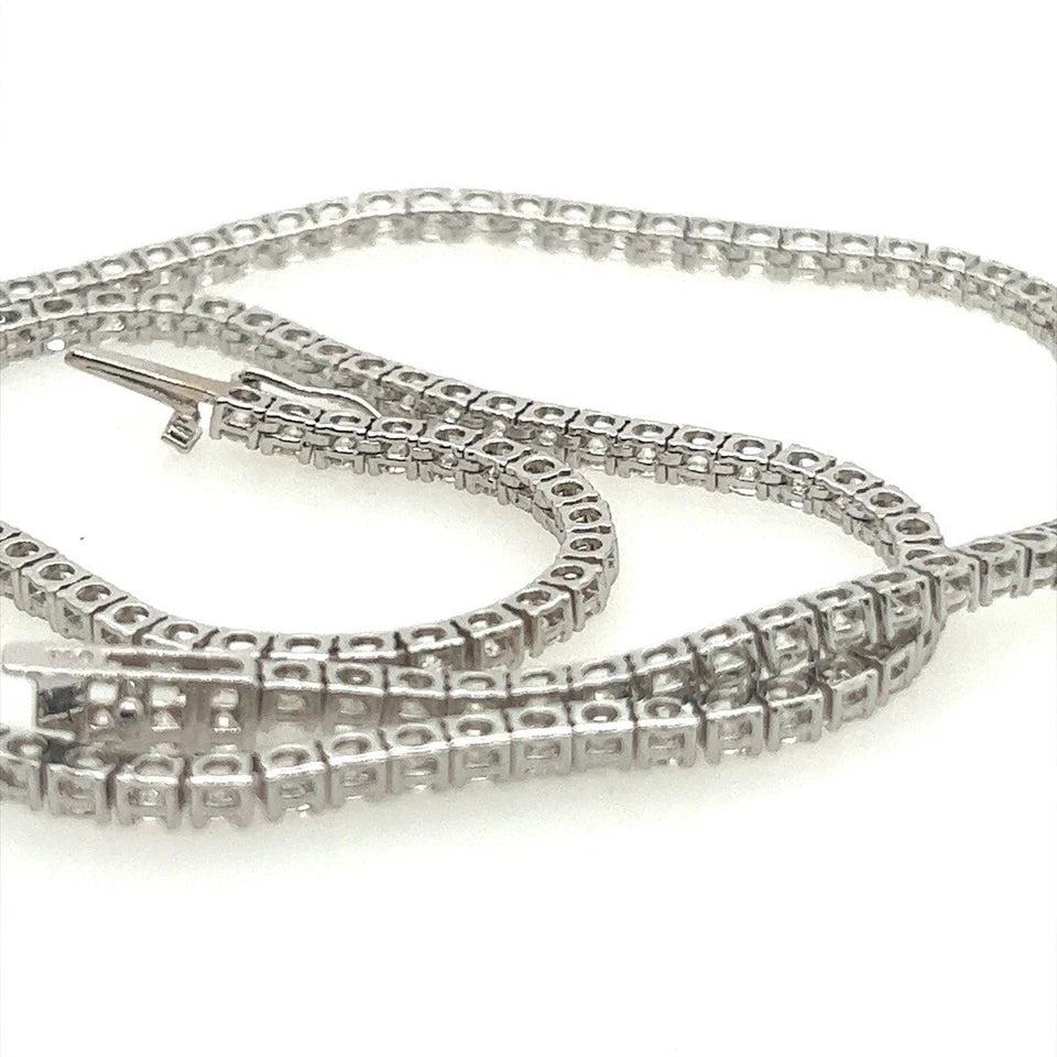 Modern Gold 11.29 Carats Natural Round Brilliant G Color Diamond Tennis Necklace