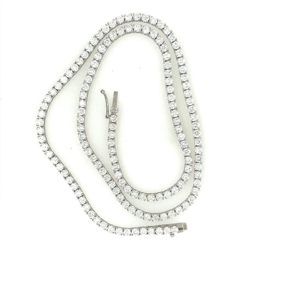 Modern Gold 11.29 Carats Natural Round Brilliant G Color Diamond Tennis Necklace