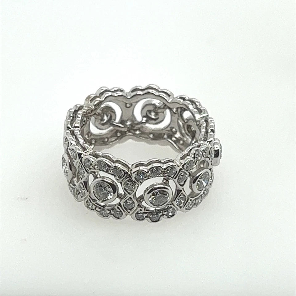 Modern Gold 2.16 Carat Natural Round Brilliant Colorless Diamond Engagement Band
