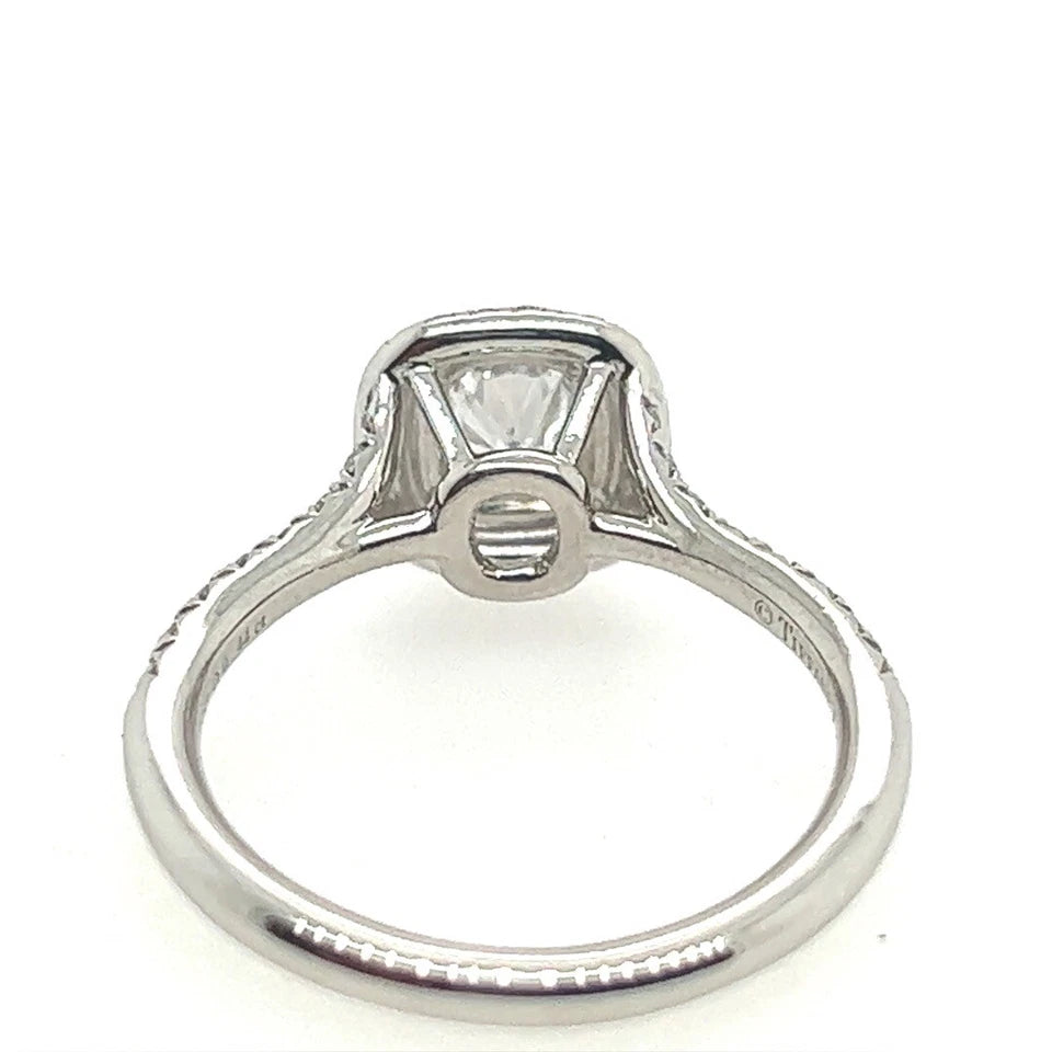 Tiffany & Co Soleste 0.71 Carat Certified D Natural Diamond Engagement Halo Ring