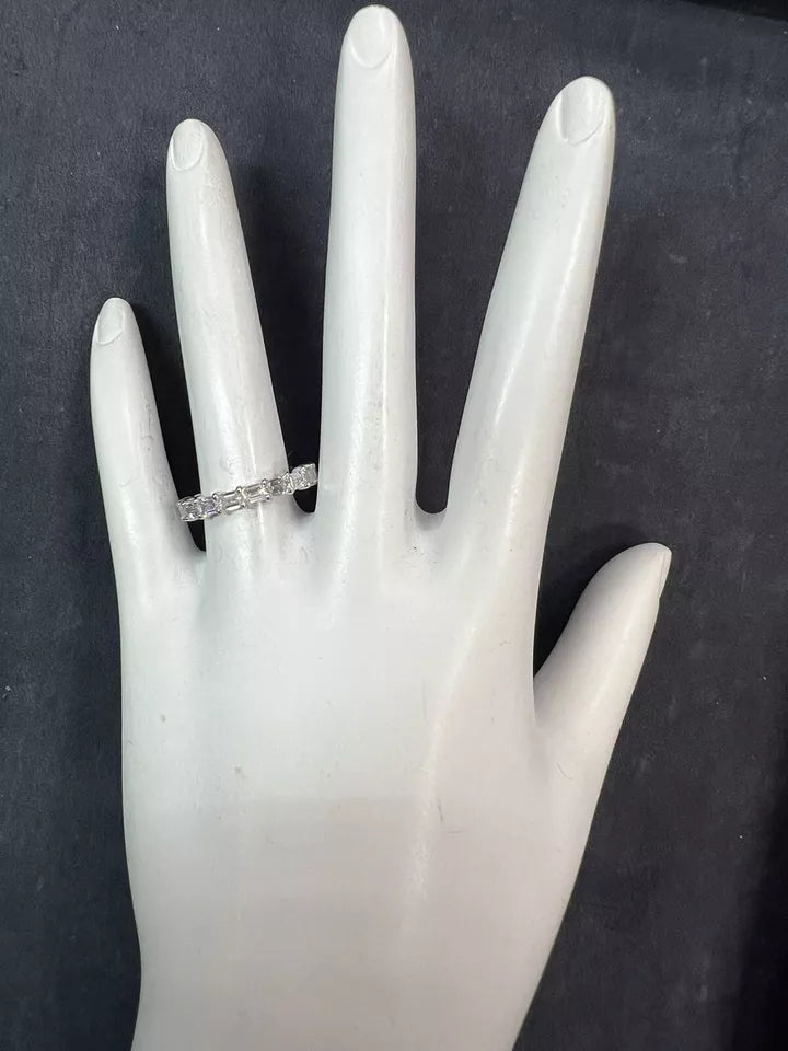 Platinum 2.23 Carat Natural Emerald Cut Near Colorless VS Diamond Eternity Band
