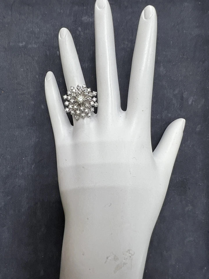 Retro Gold 0.75 Carat Natural Round Single Cut Diamond Cocktail Ring Circa 1950