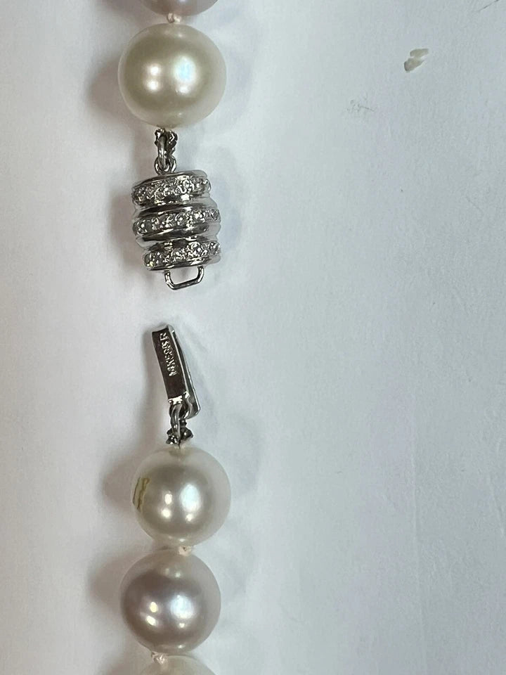 Retro Gold .75 Carat Natural Diamond & 9.5-10mm South Sea Culture Pearl Necklace
