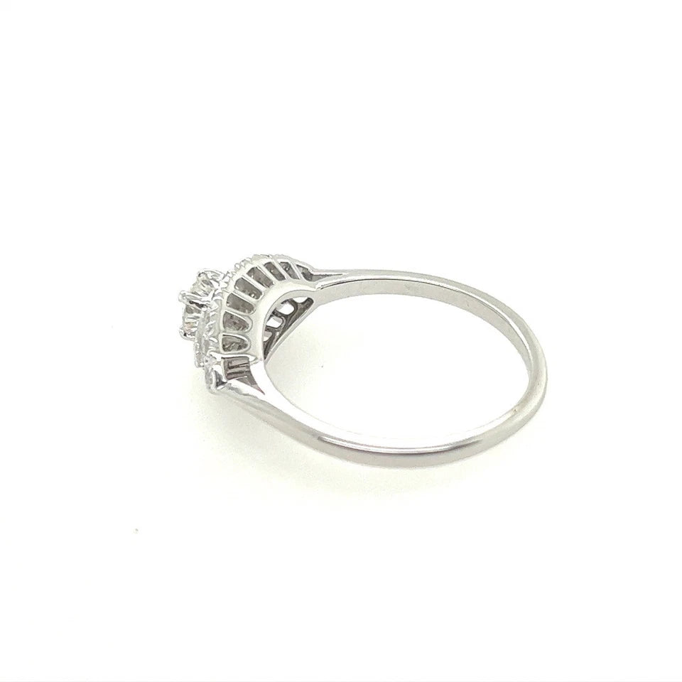 Art Deco 0.65 Carat Natural Colorless Diamond Engagement Gold Ring Circa 1950