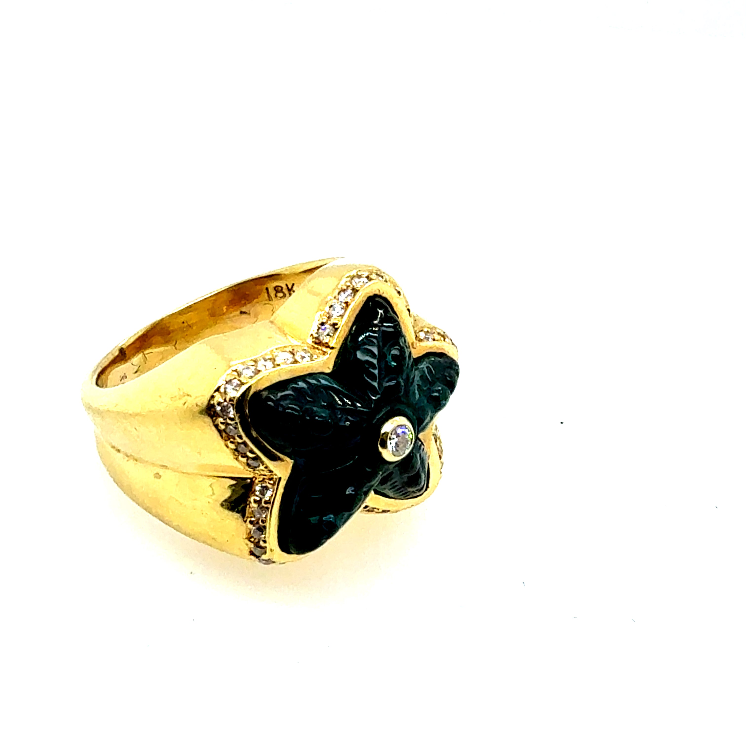 Retro Gold Natural Blue-Green Tourmaline & Diamond Starfish Ring Circa 1980