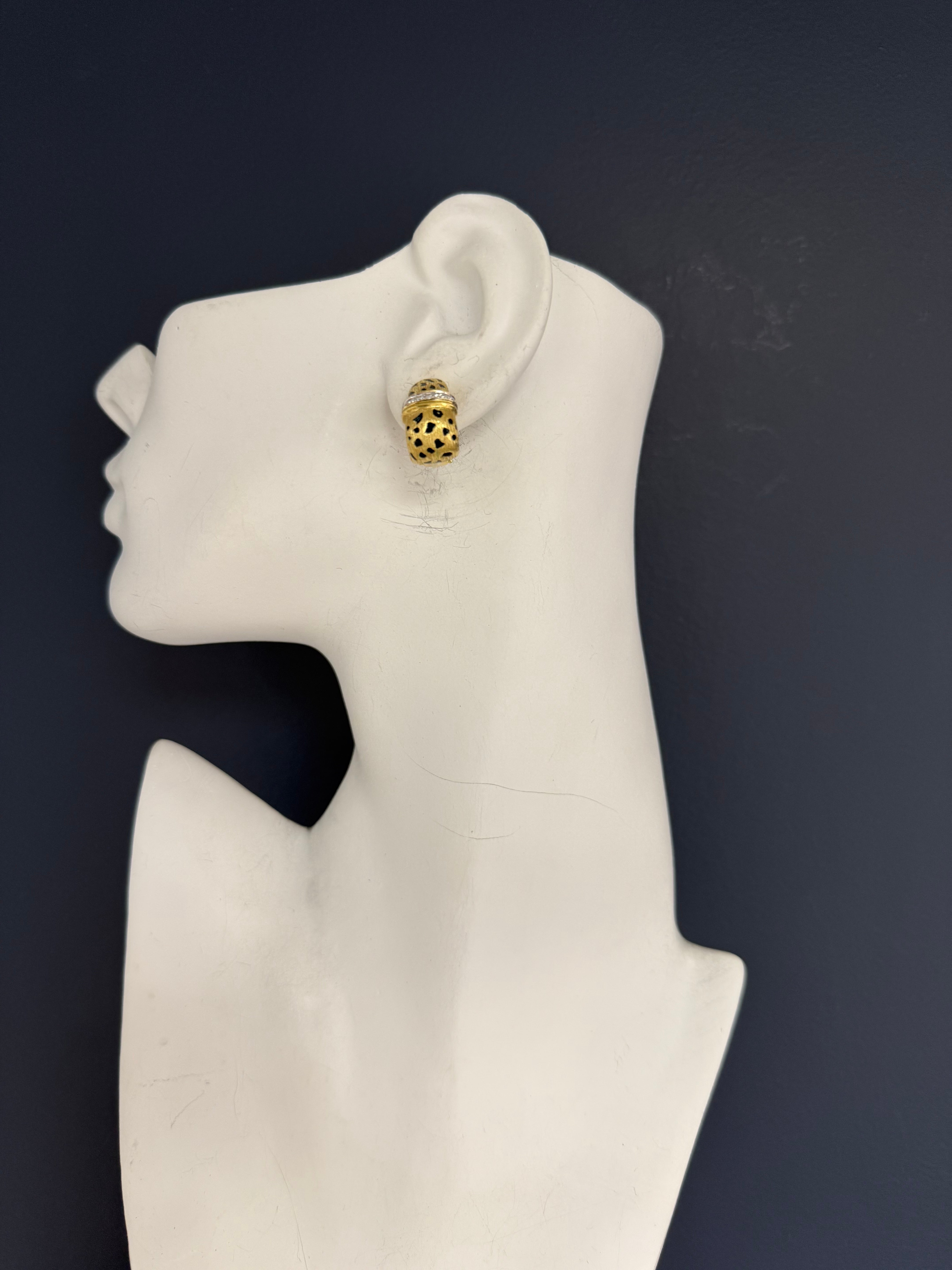 Retro Gold Cheetah Natural Diamond Statement Earrings by Scully & Scully