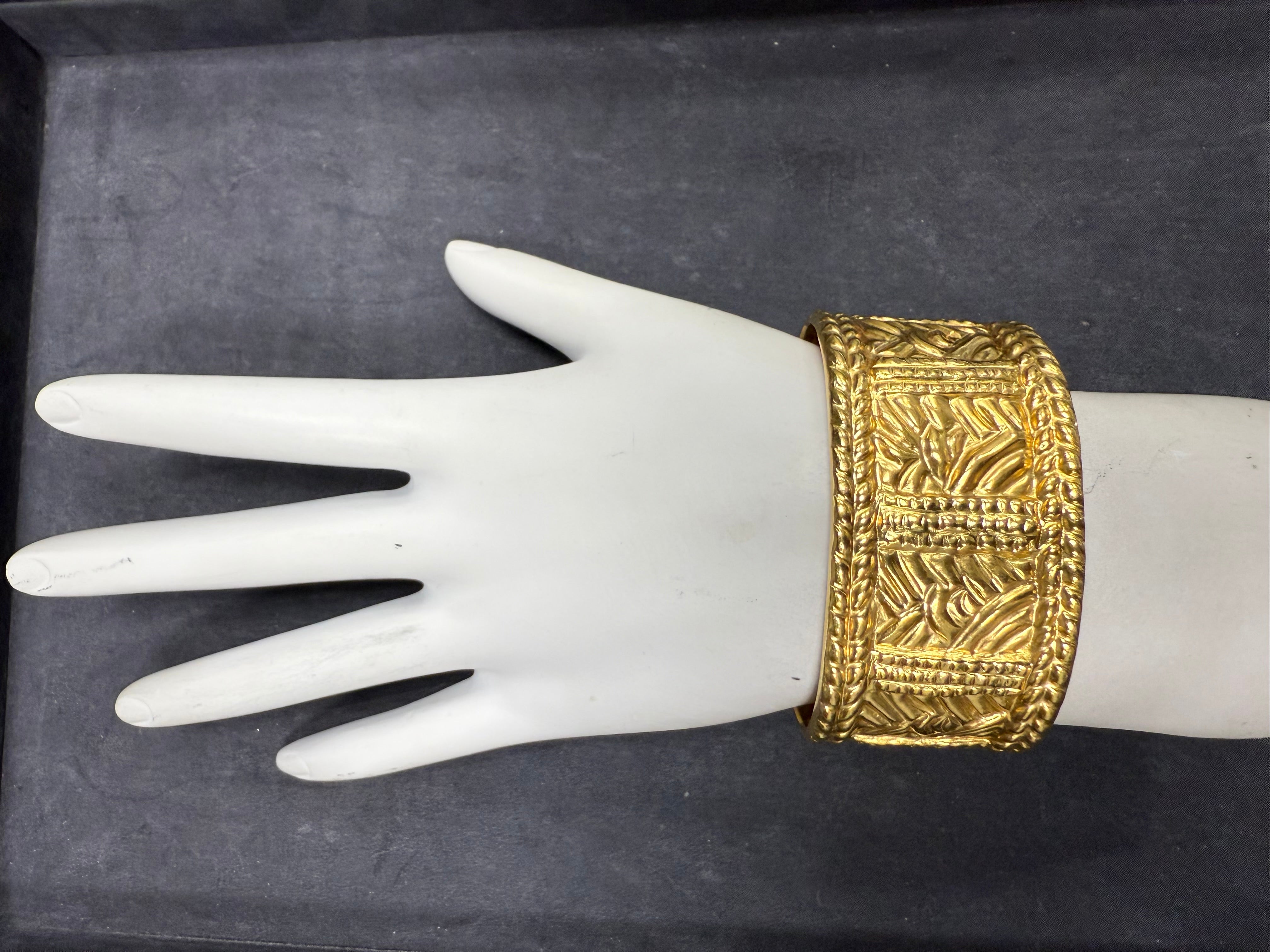 Rare Retro 22K Gold Ilias Lalaounis Statement Cuff Bracelet Circa 1970