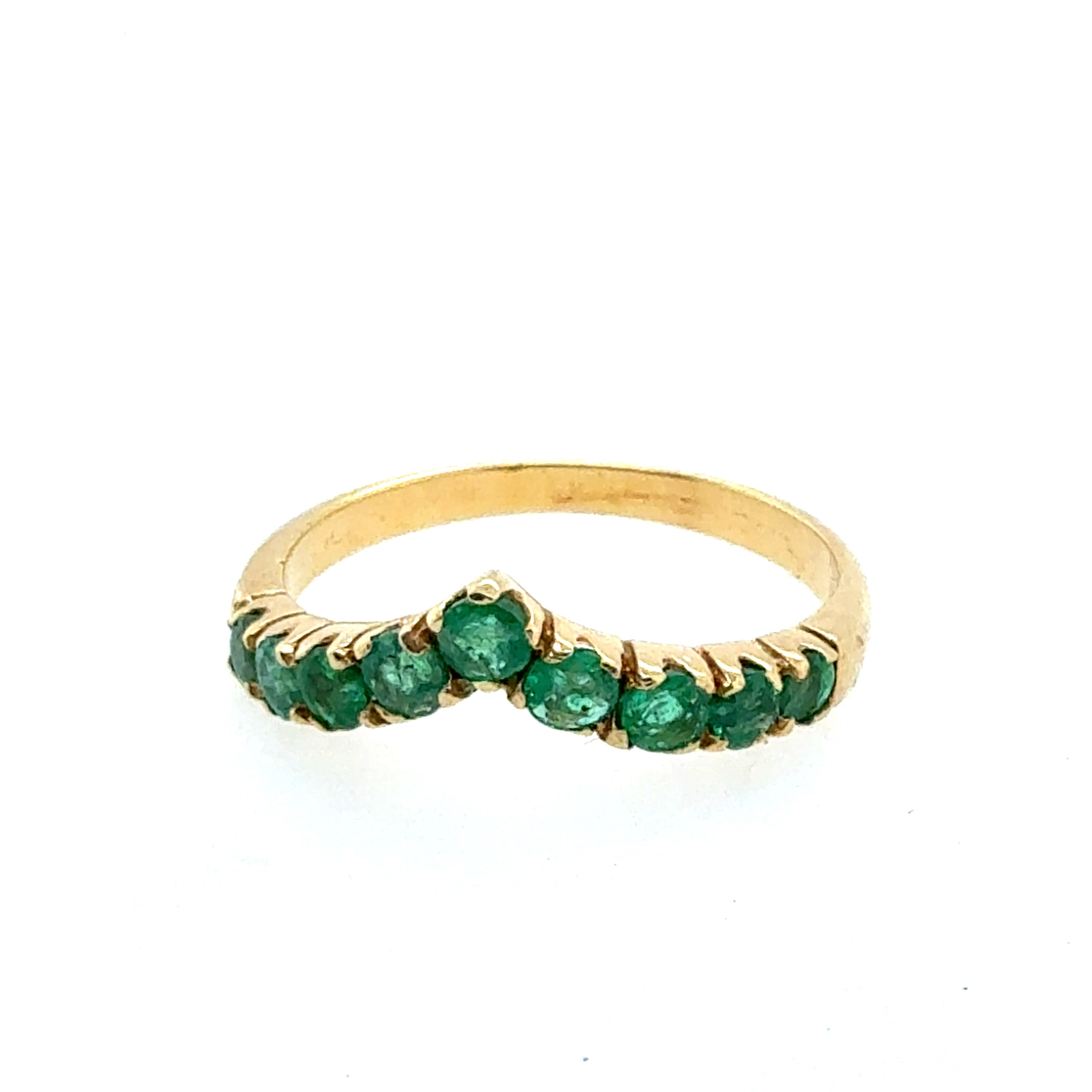 Modern Yellow Gold 0.7ct Natural Green Emerald Statement Band