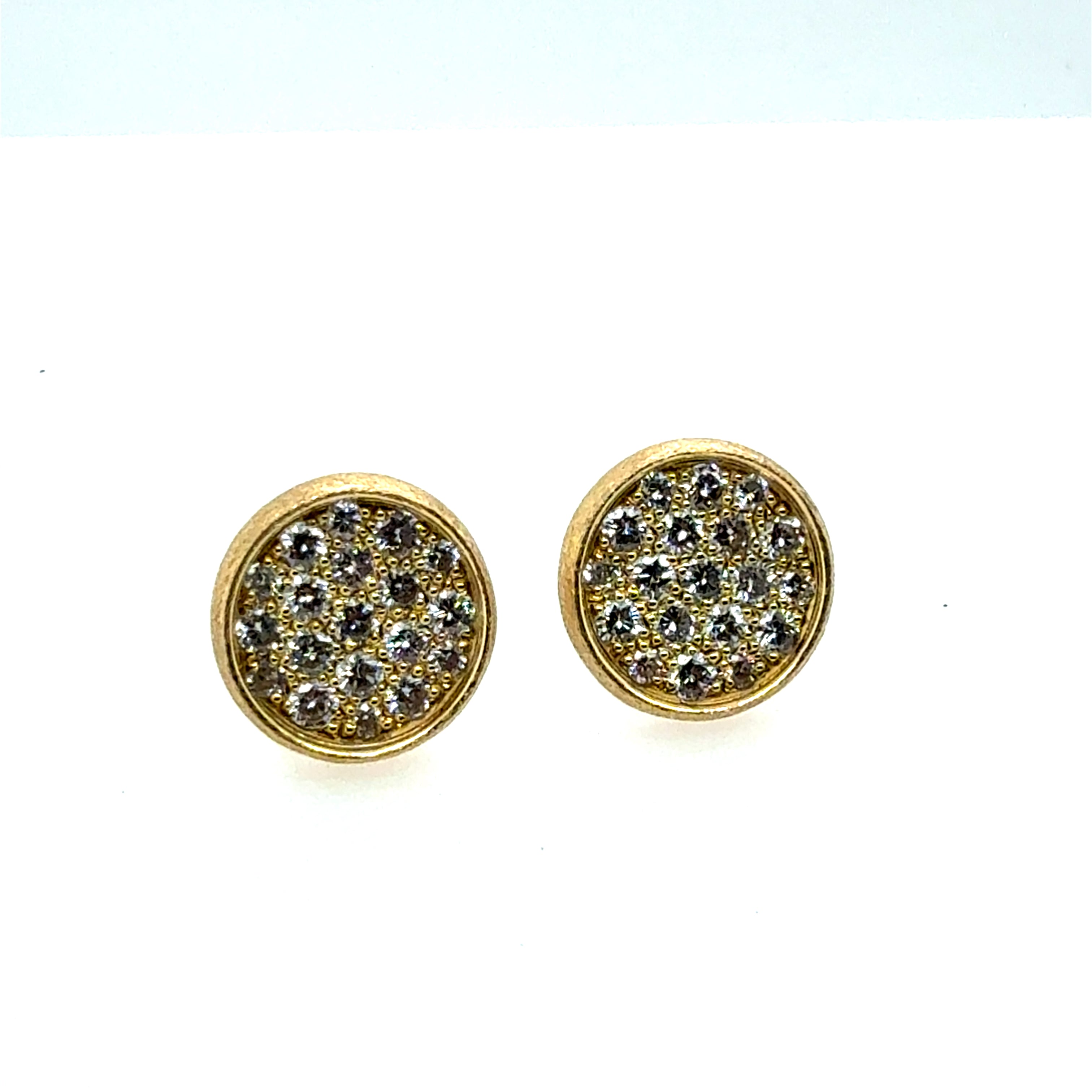 Modern Gold 1.30 Carat Natural Colorless Diamond Half-Inch Round Earrings