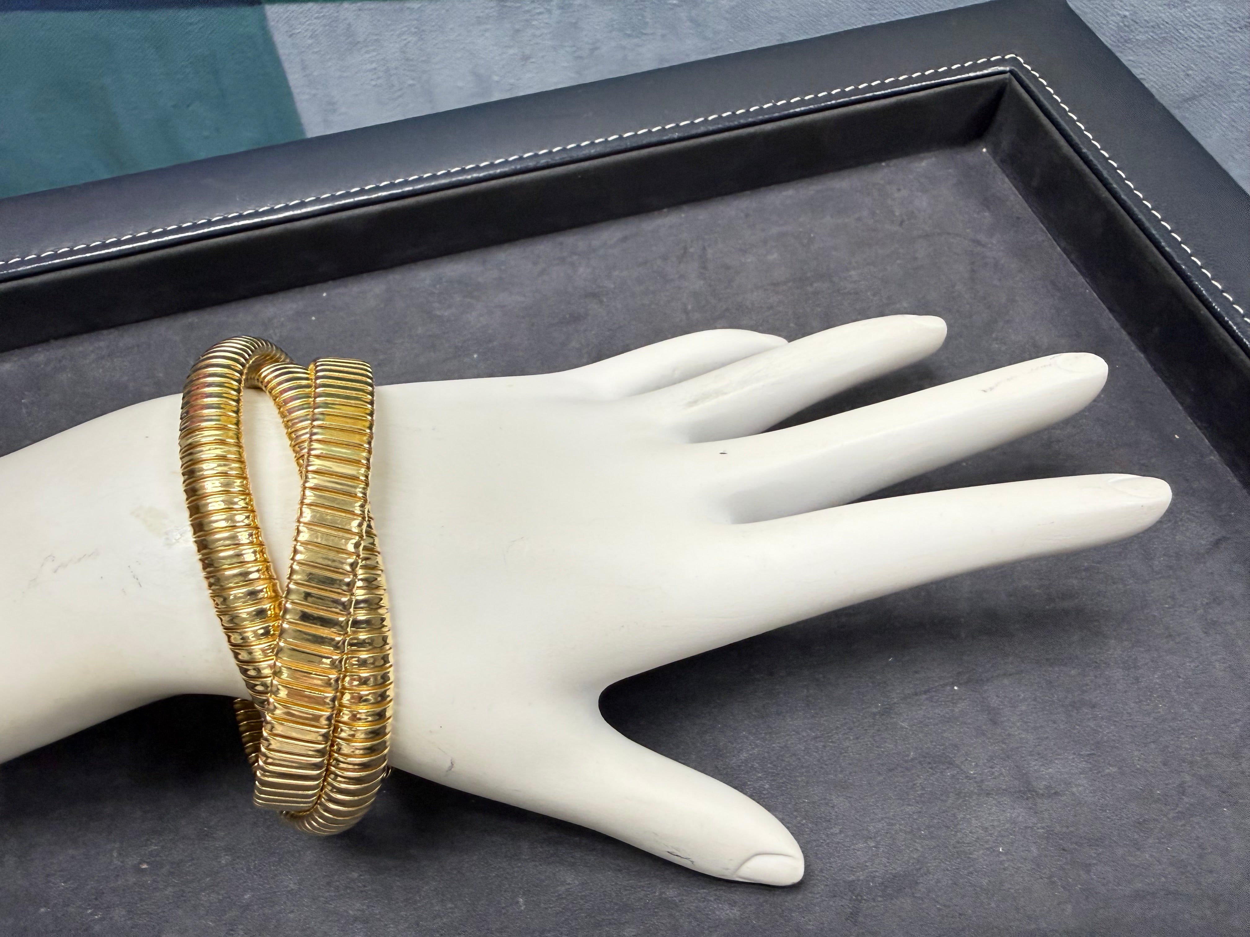 Retro 18K Yellow Gold Triple-Strand Flexible Bracelet by HERCO