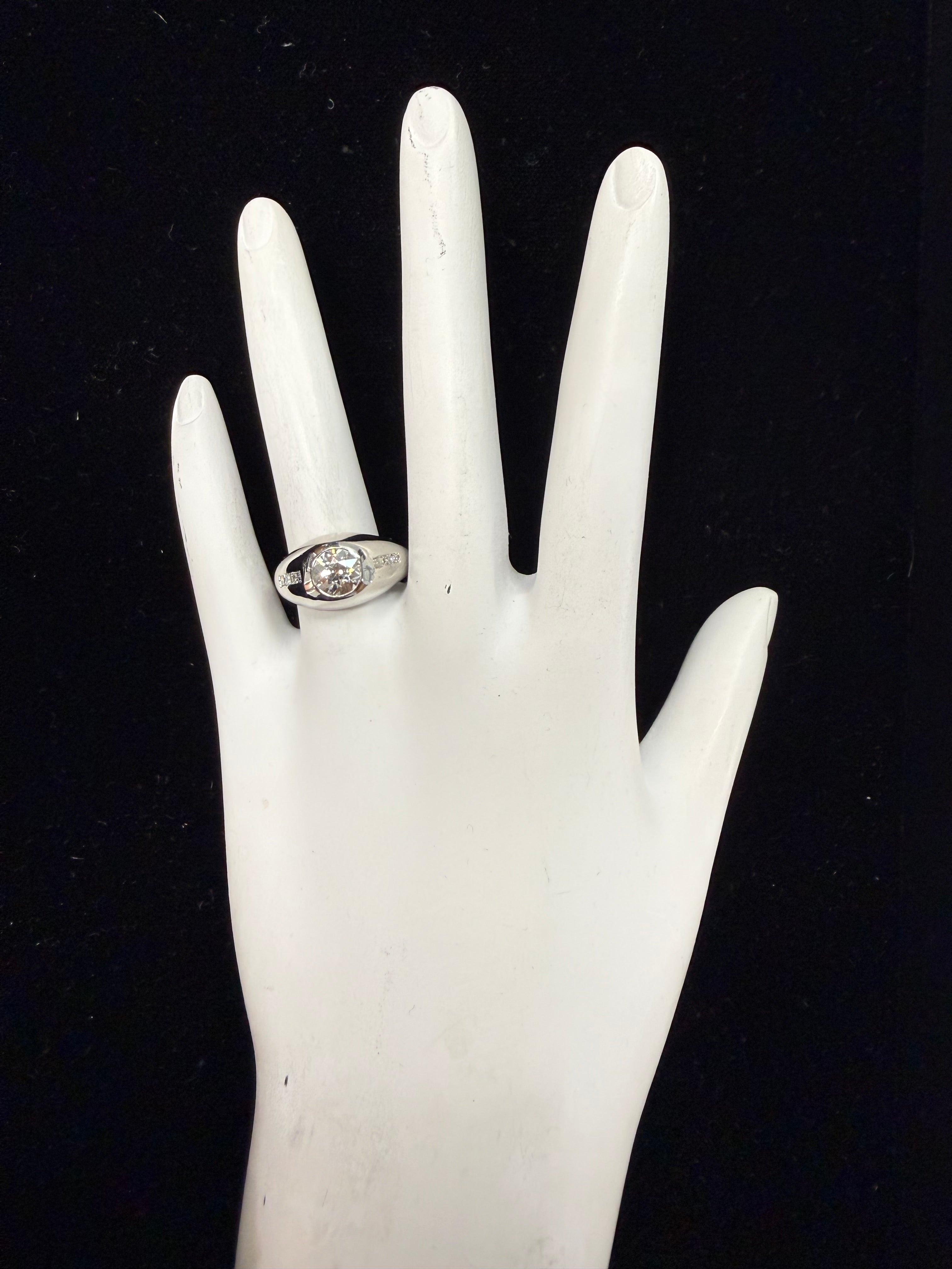 Retro Platinum 1.85 CT Old European Cut Diamond Statement Ring Circa 1960