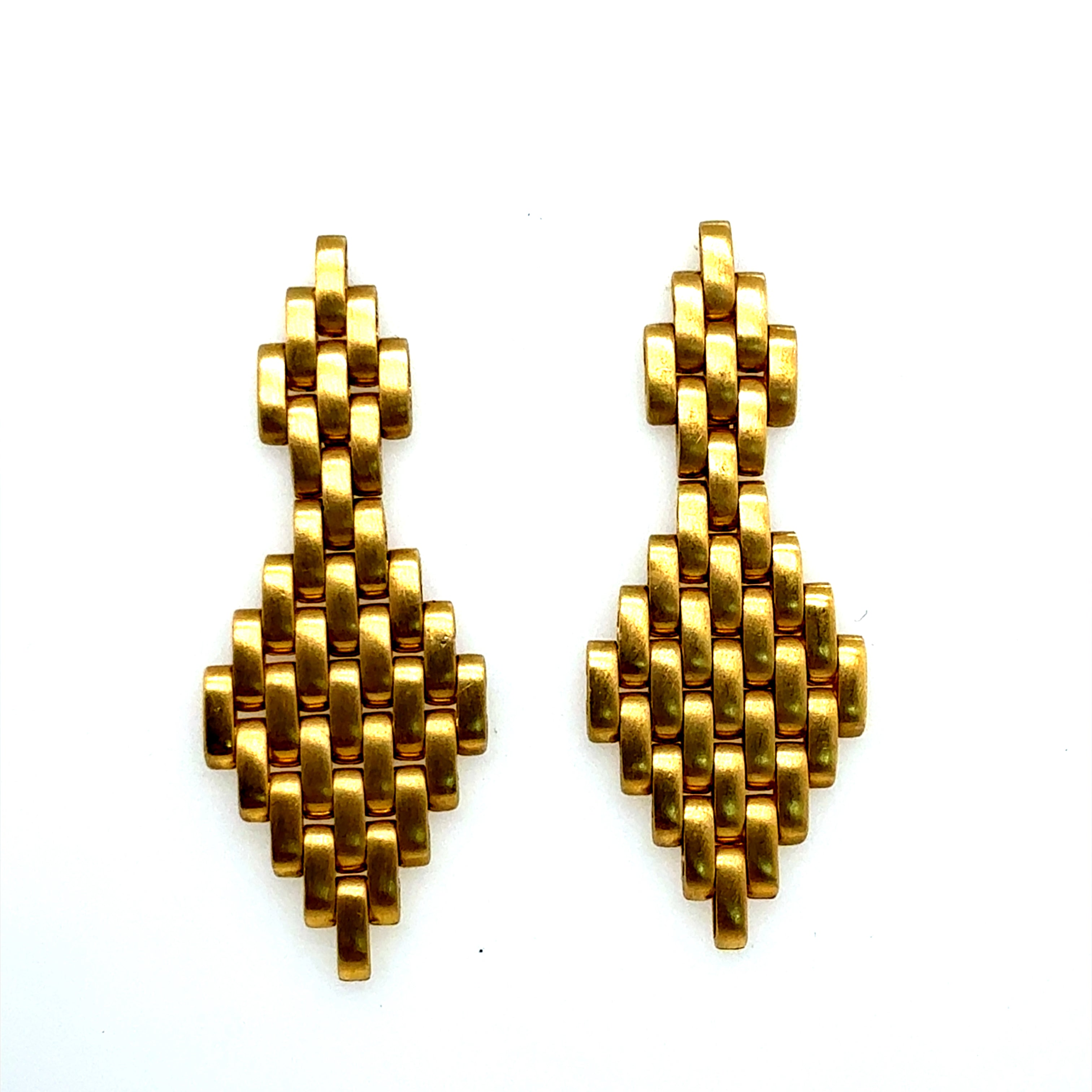 Modern 18K Yellow Gold 2-Inch Drop Statement Earrings Made in Italy