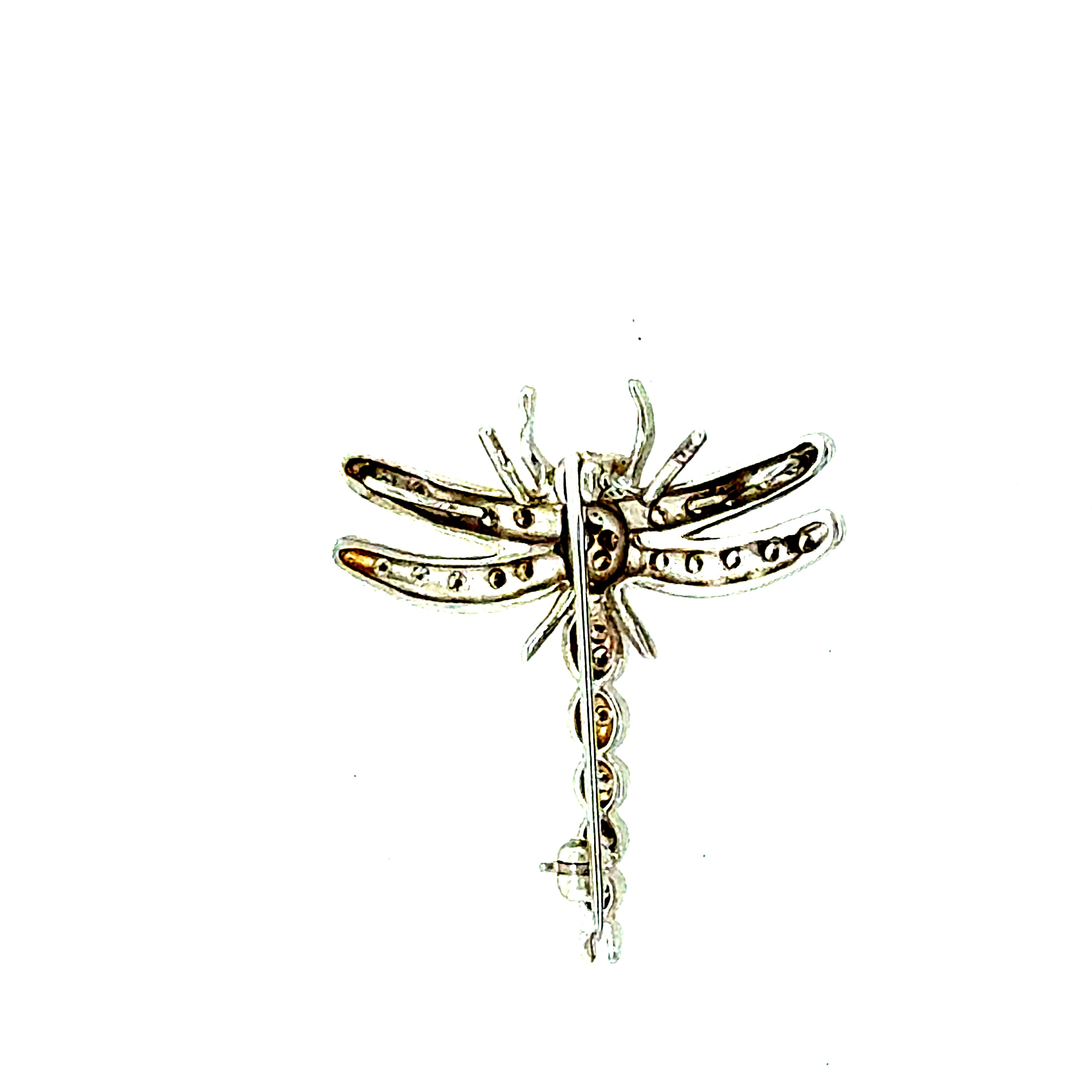 Retro White Gold 0.45 Carat Natural Diamond Dragonfly Pendant Brooch Circa 1990