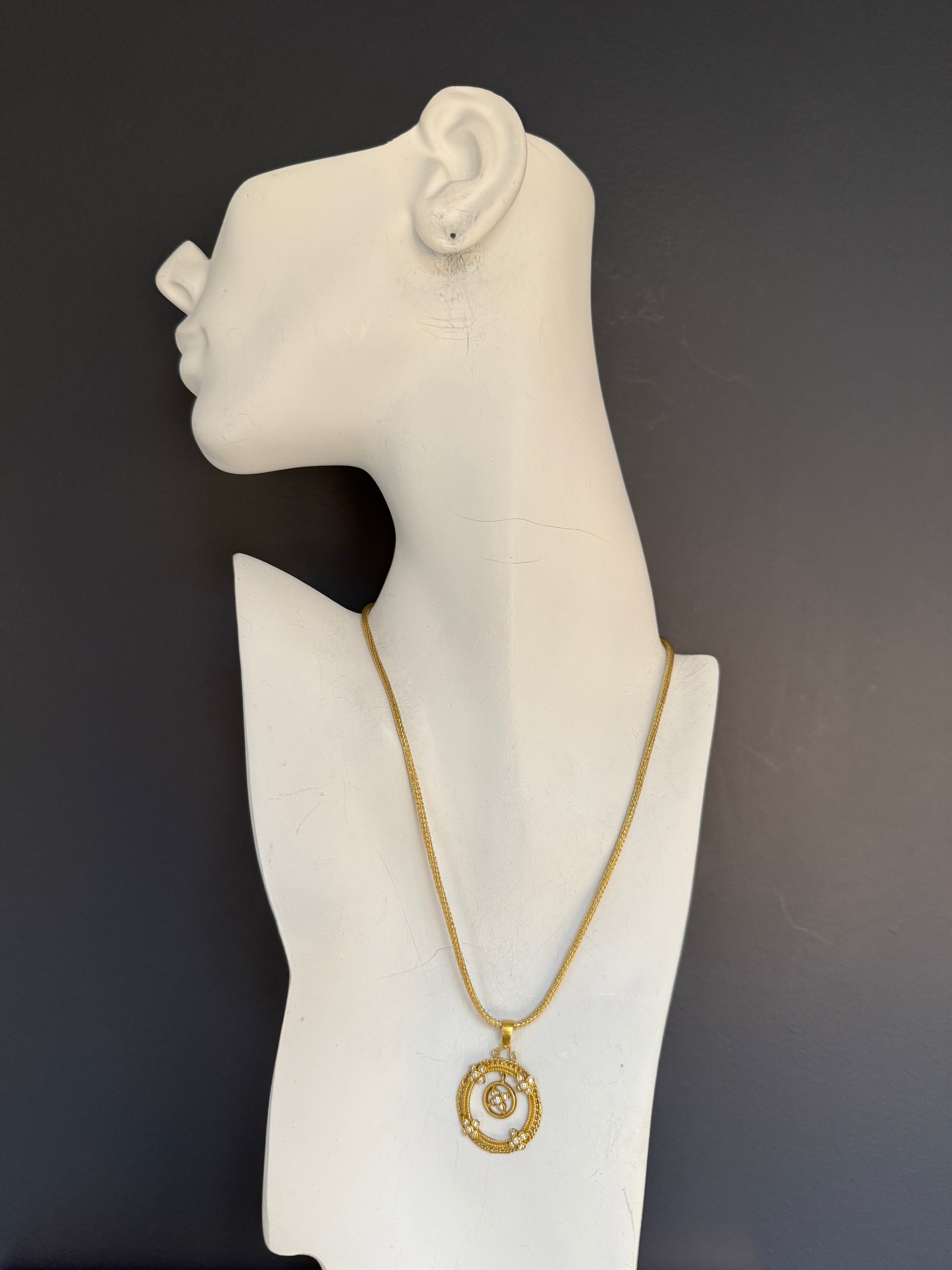 Retro 22K Yellow Gold 0.45 Carat Natural Diamond Statement Pendant Circa 1990