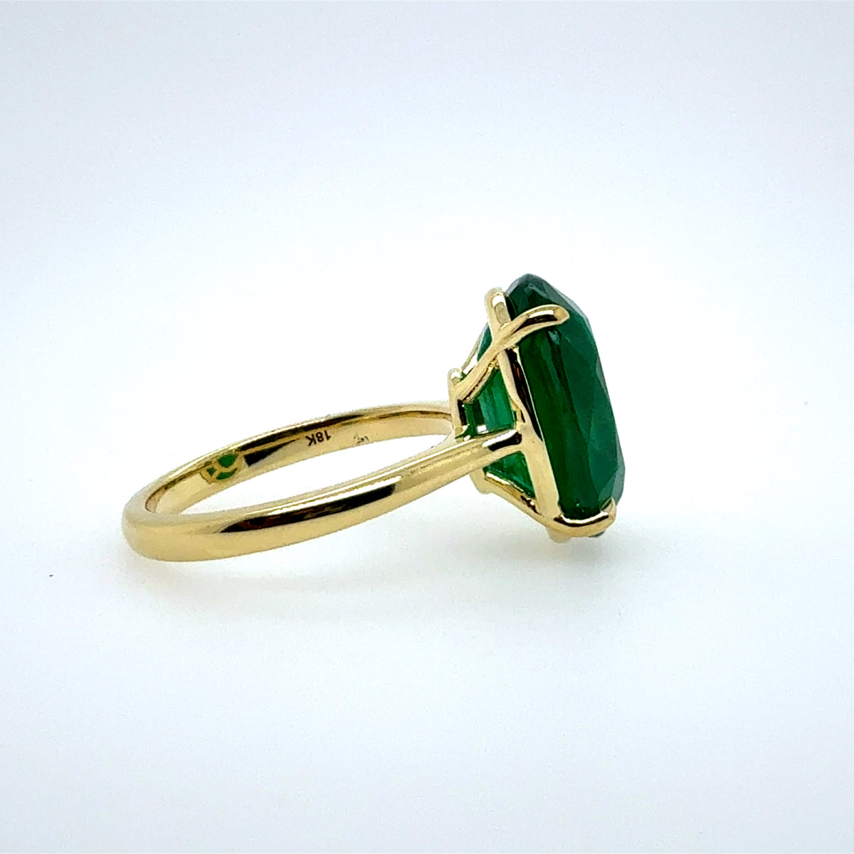 Modern Gold GIA Certified 6.53 Carat Natural Oval Zambian Green Emerald Ring