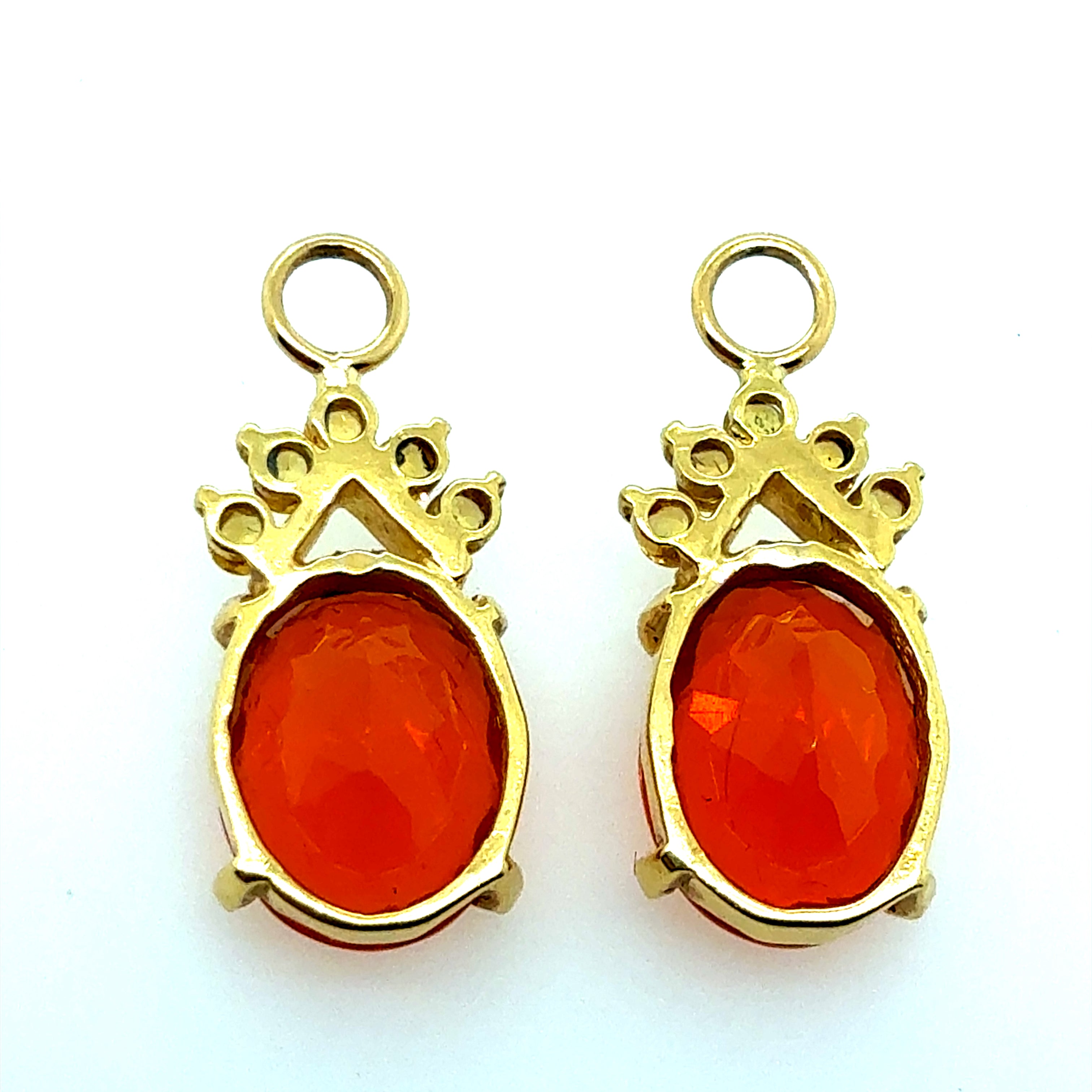 Retro Gold Natural Oval Orange Mexican Opal Statement Drop Earrings