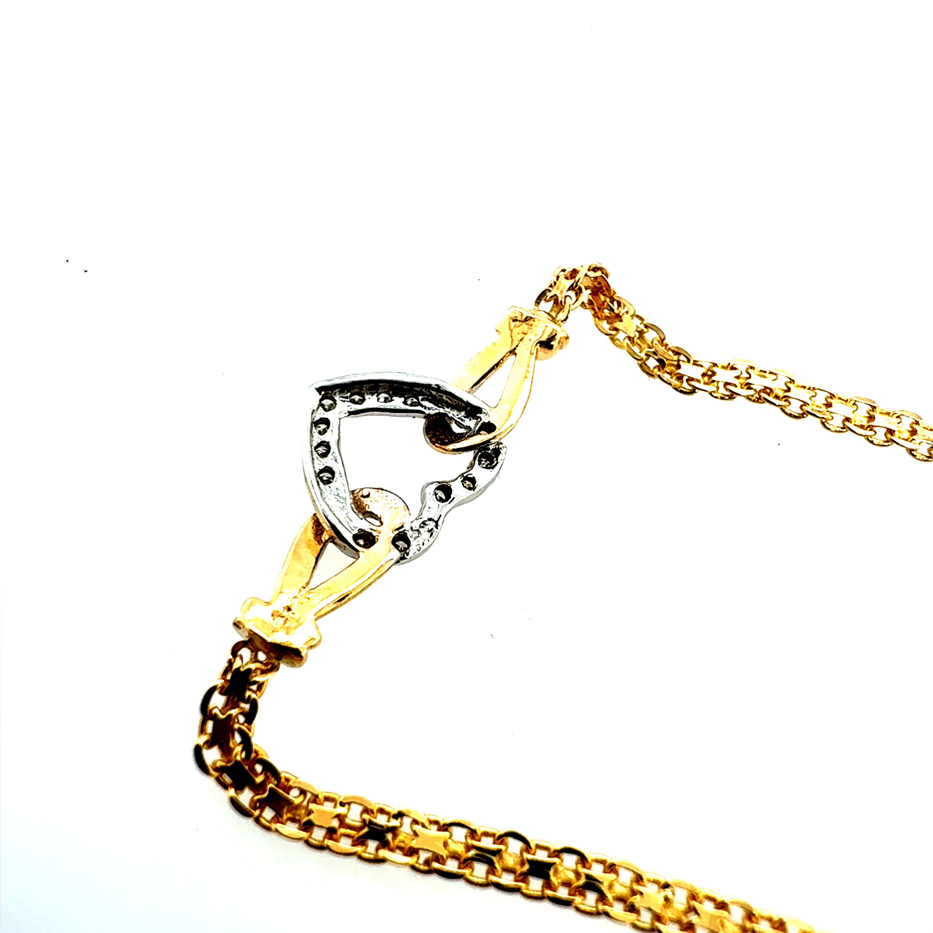 Retro 14K Two Tone Gold Natural Diamond Heart Bracelet Circa 1980