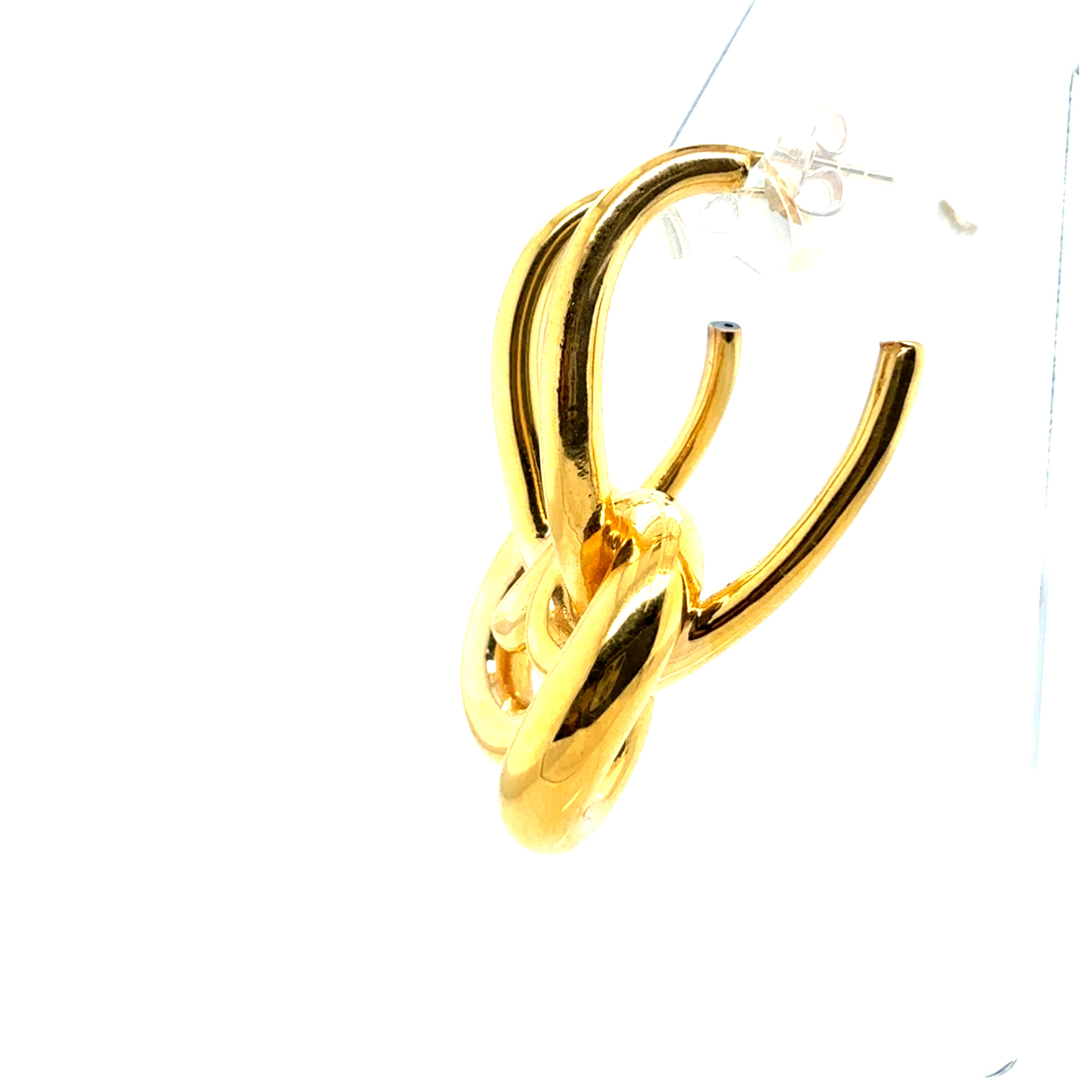 Retro 14K Yellow Gold Tubular Twist Drop Earrings
