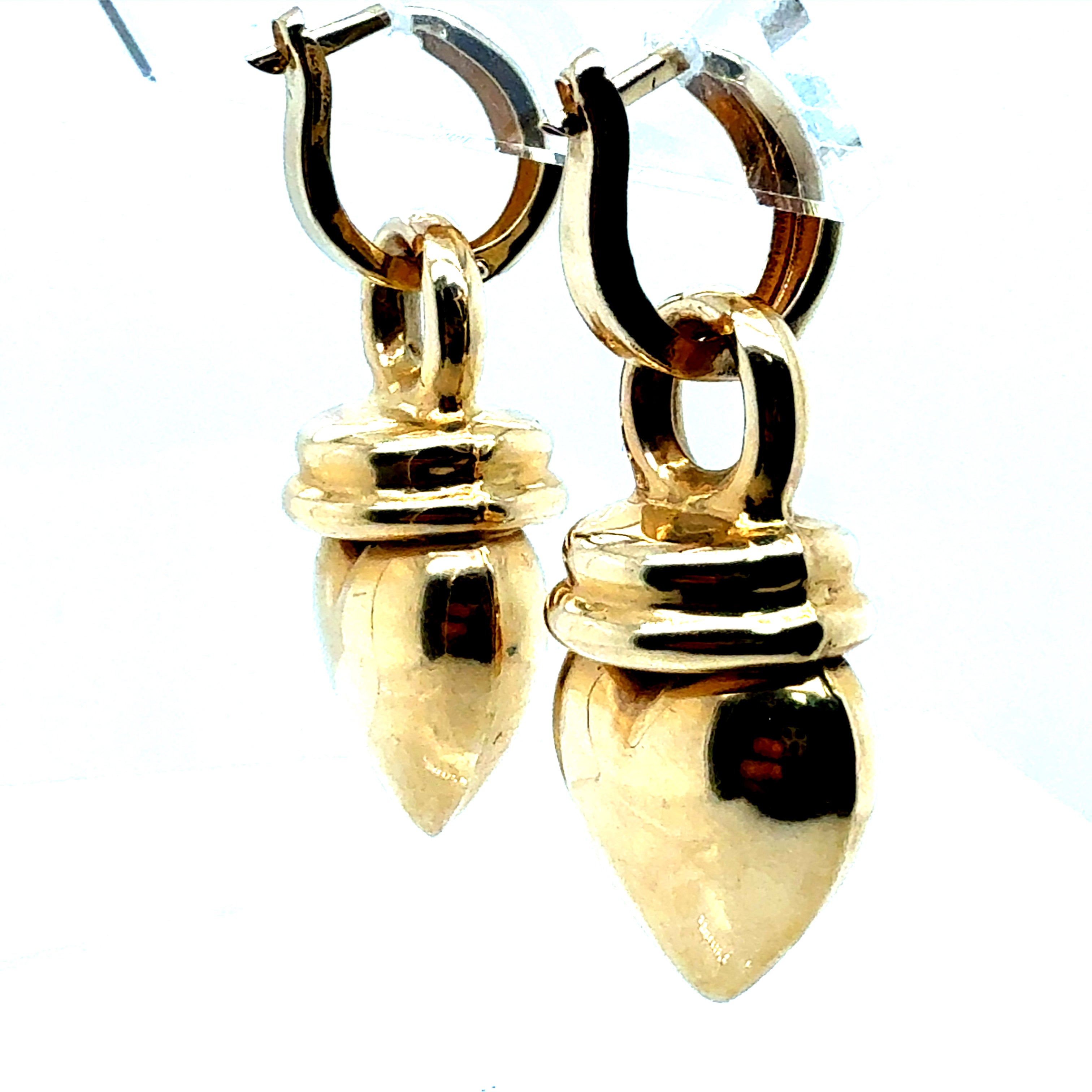 Retro Yellow Gold Heart Shape Drop Enhancer Statement Earrings Lightweight