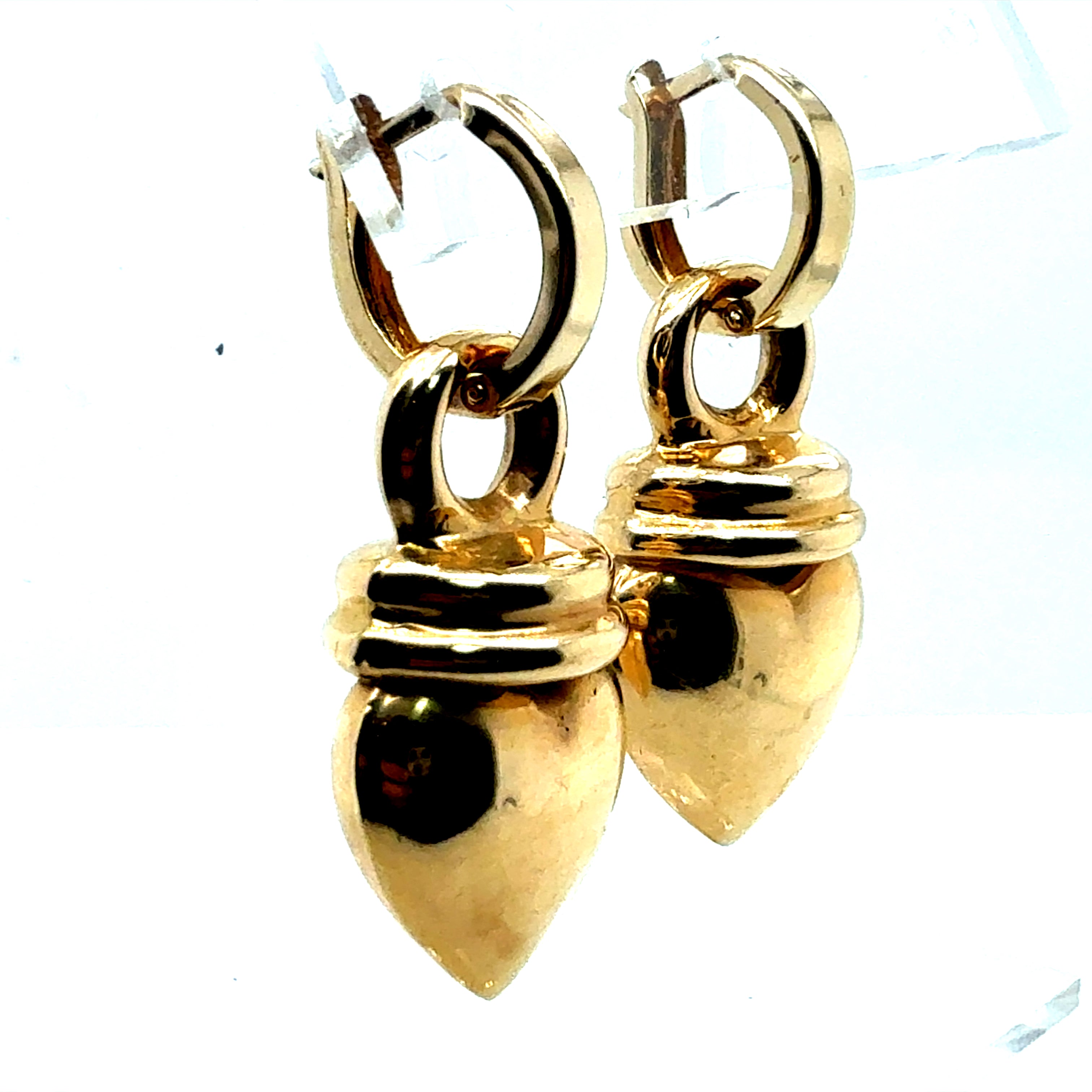 Retro Yellow Gold Heart Shape Drop Enhancer Statement Earrings Lightweight