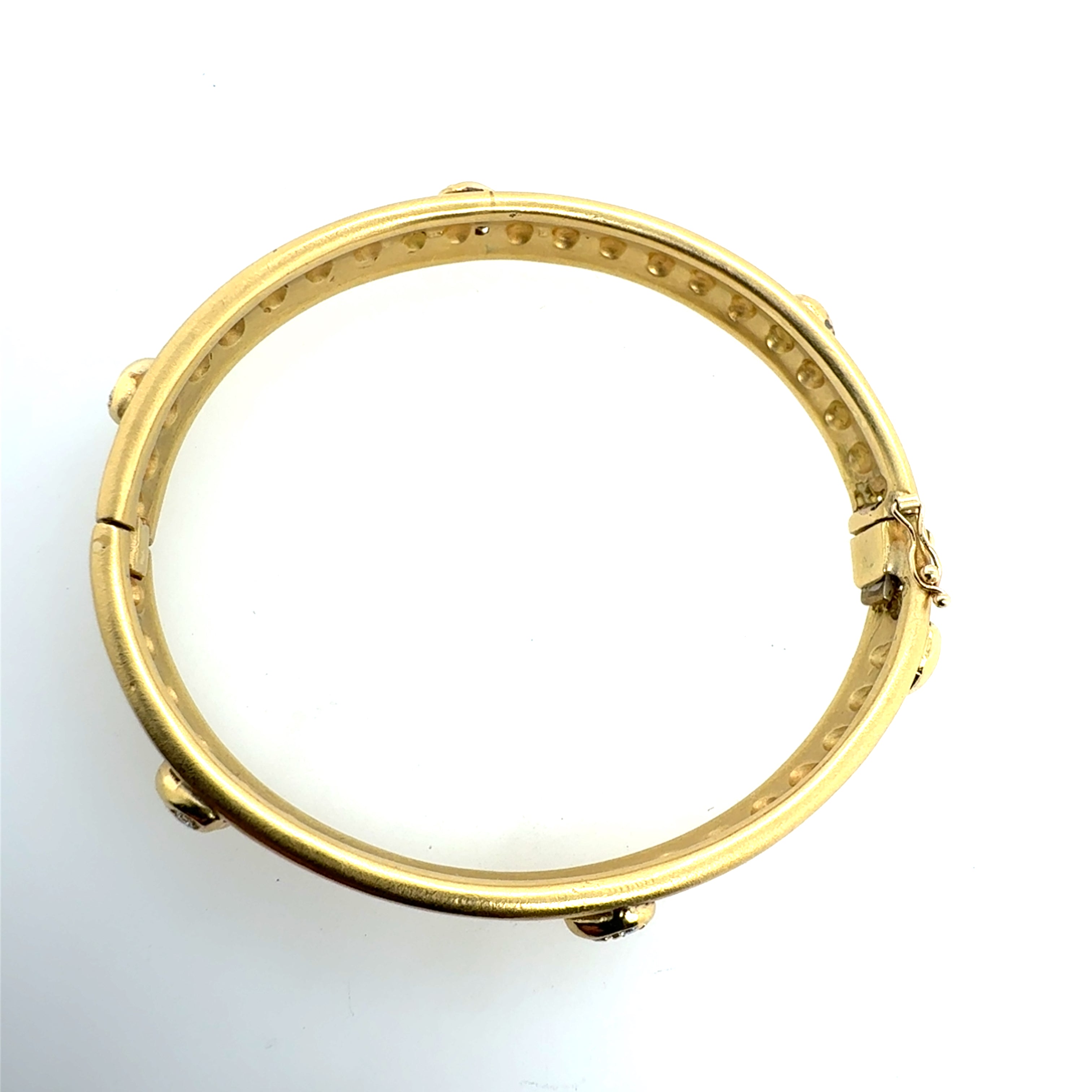 Retro Yellow Gold 0.40 CT Natural Diamond Heart Bangle Bracelet