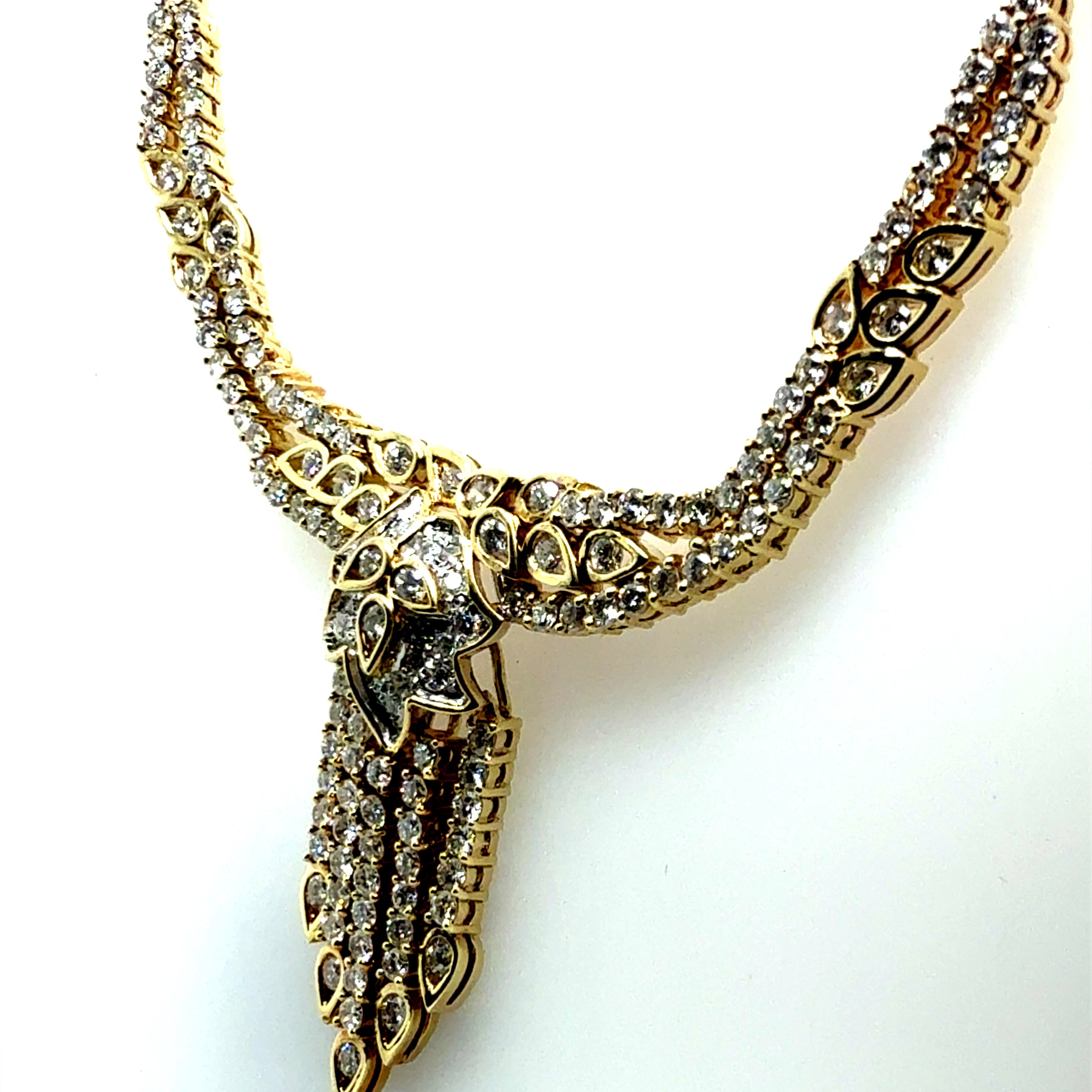 Retro Gold 5 Carat Natural Diamond Statement Necklace, Circa 1975