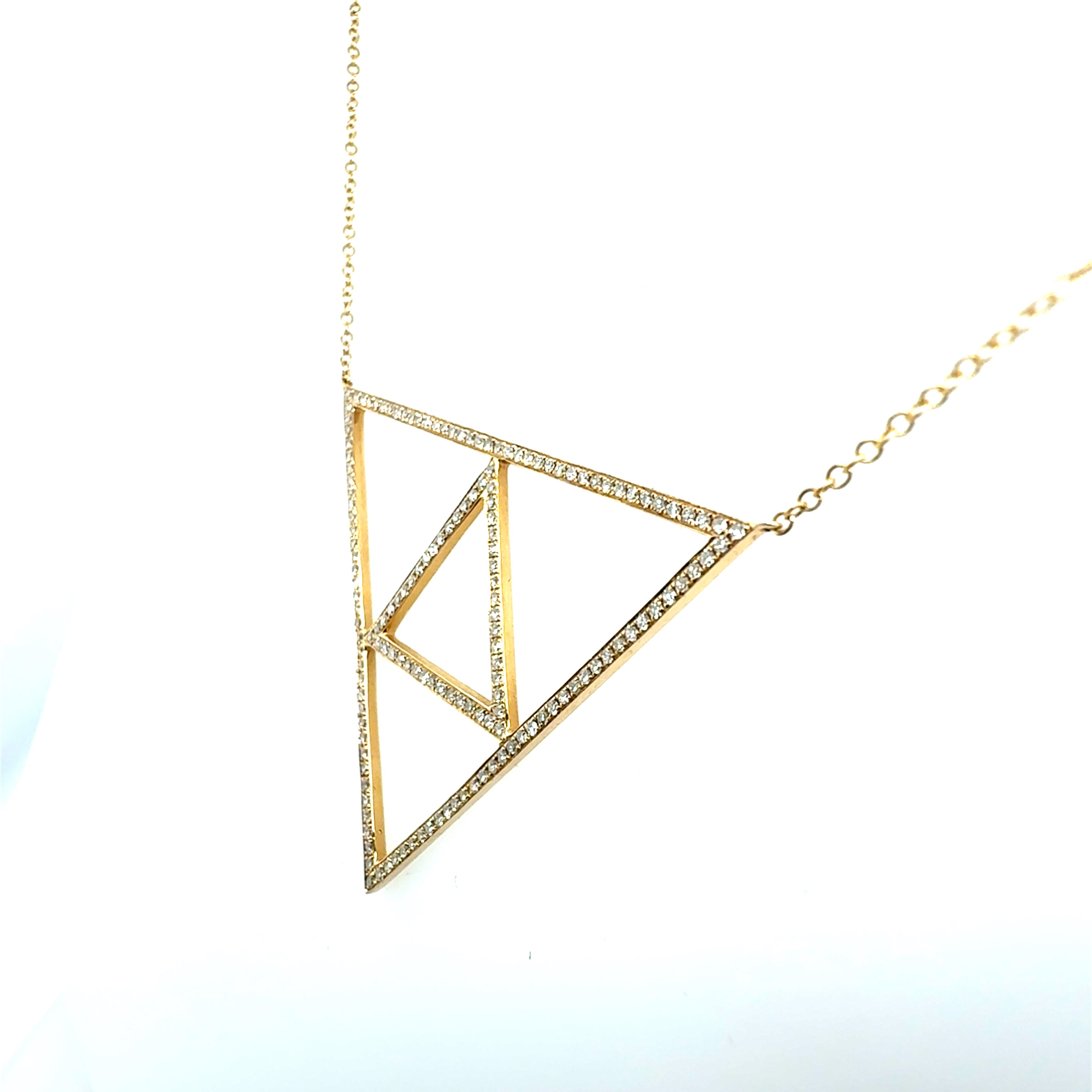 Modern 14k Yellow Gold 0.50 Carat Natural Diamond Triangular Pendant