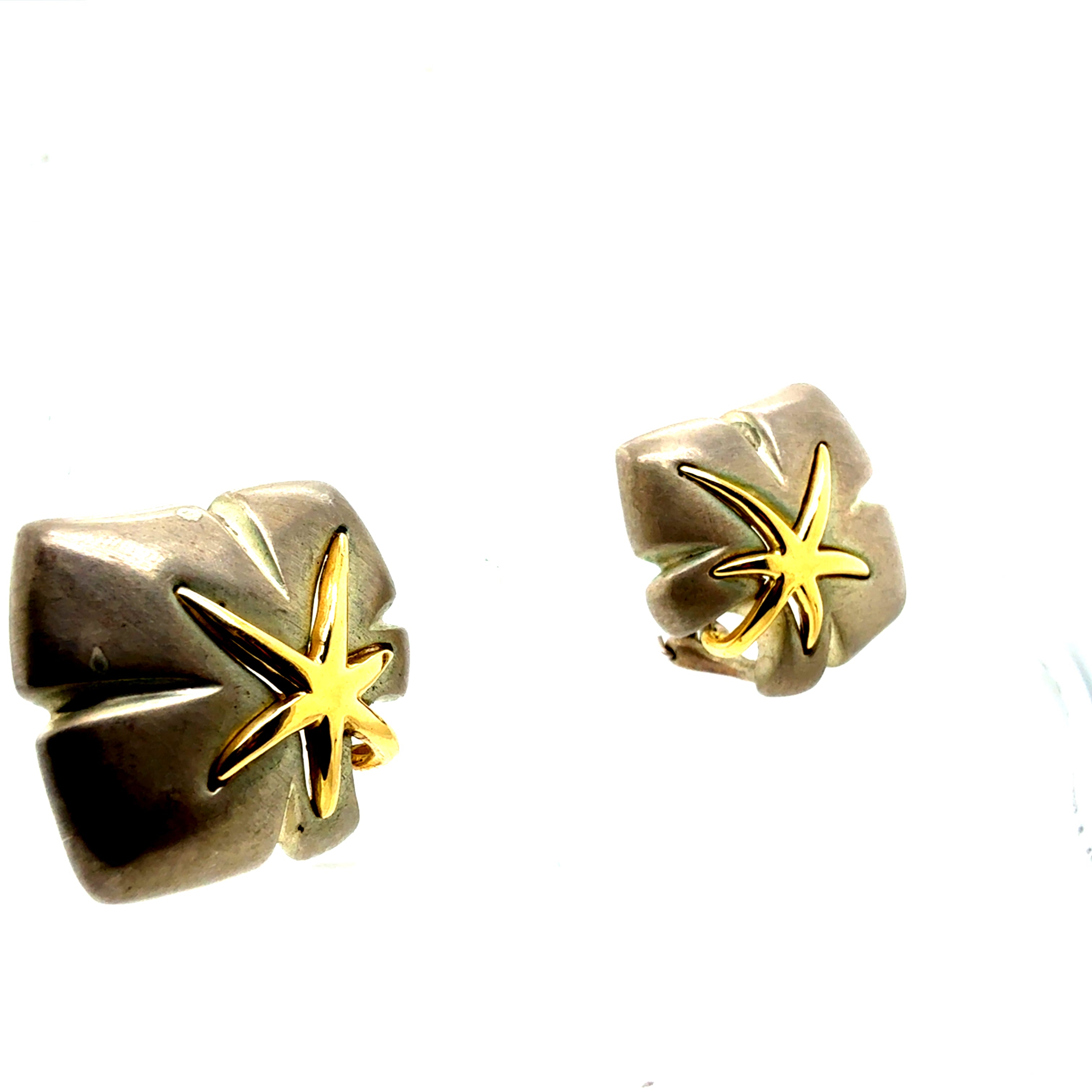 Retro Gold & Silver Original Tiffany and Co Starfish Statement Earrings, 1991