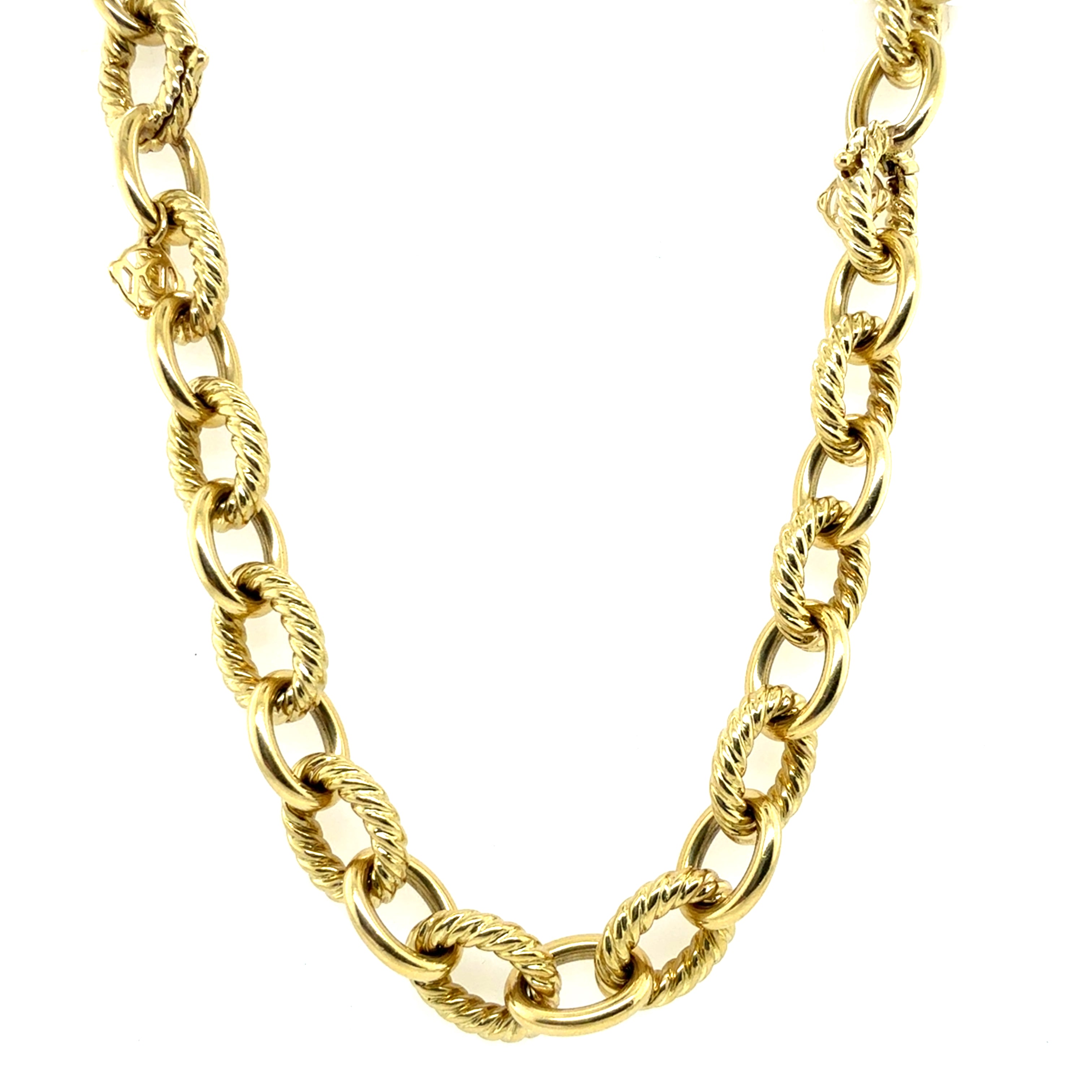 Modern 18K Gold Large Curb Link Necklace & Bracelet Set by David Yurman