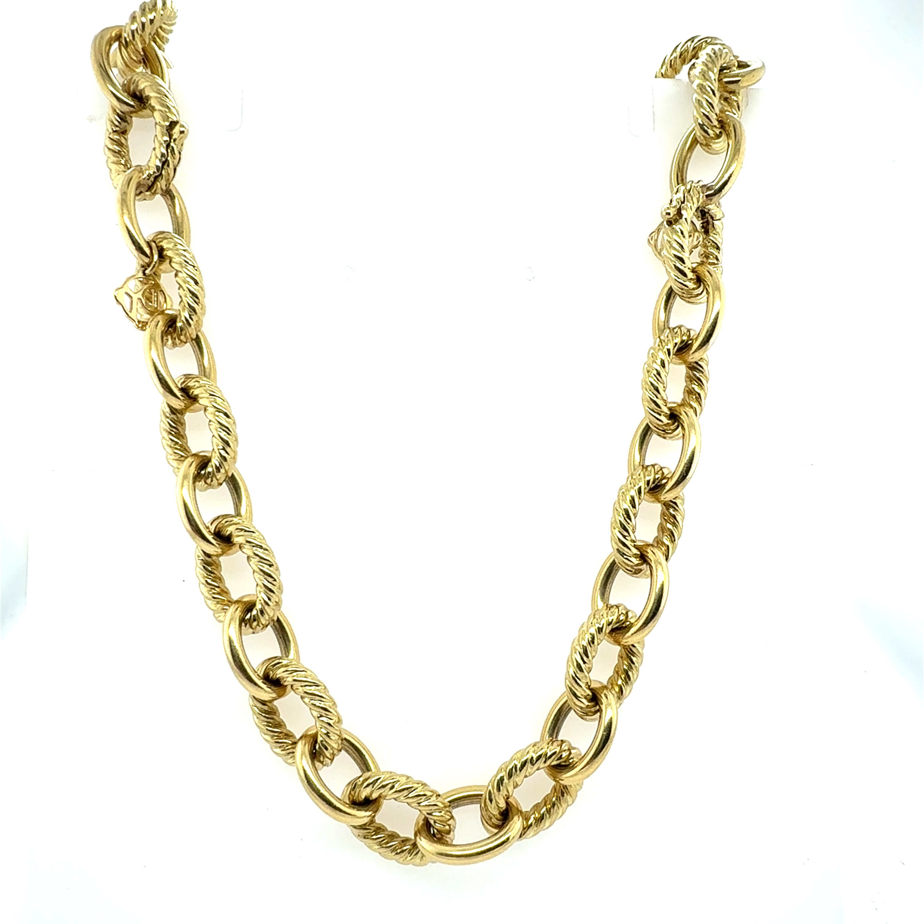 Modern 18K Gold Large Curb Link Necklace & Bracelet Set by David Yurman
