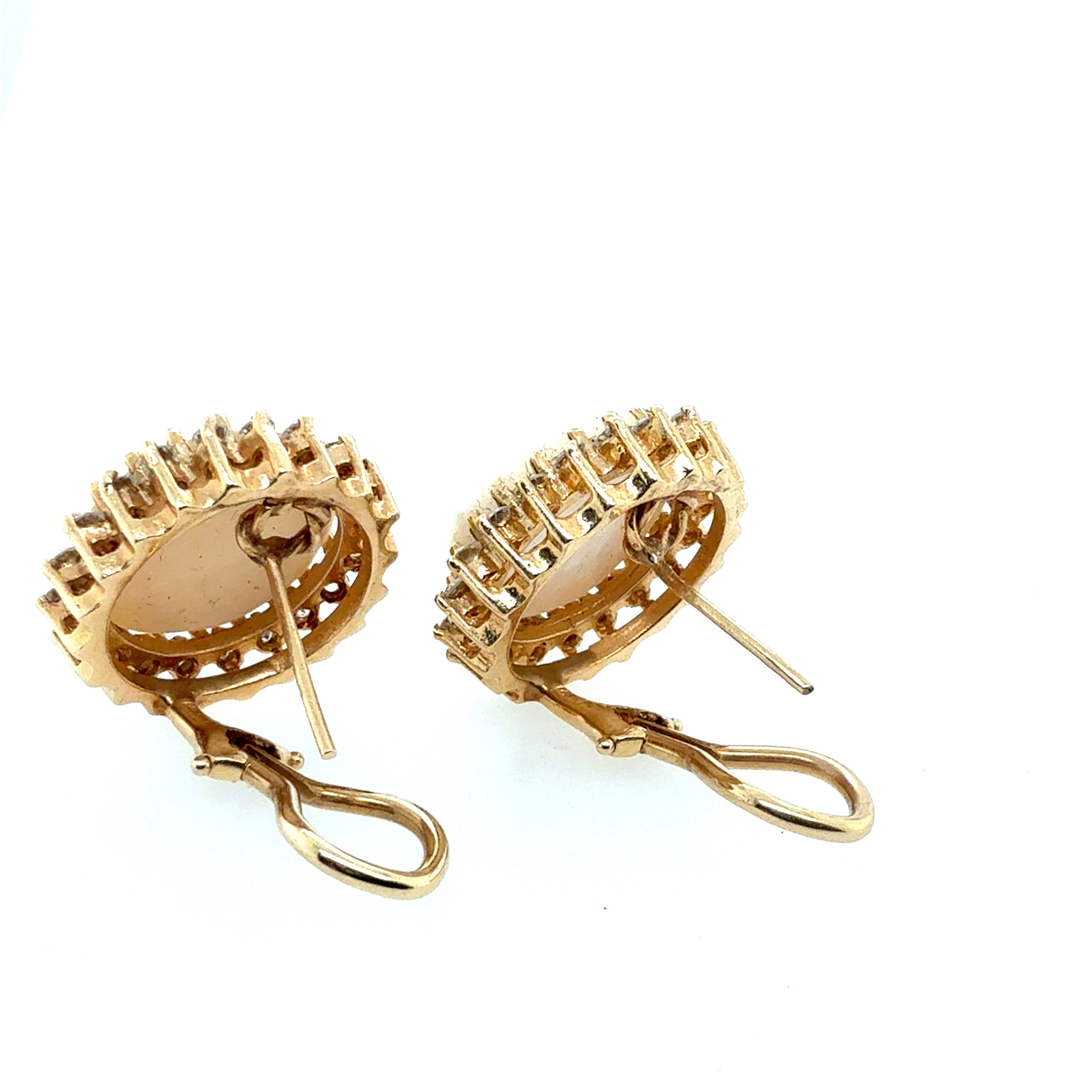 Retro 14K Yellow Gold Mabe 1.2 Carat Natural Diamond & Pearl Statement Earrings