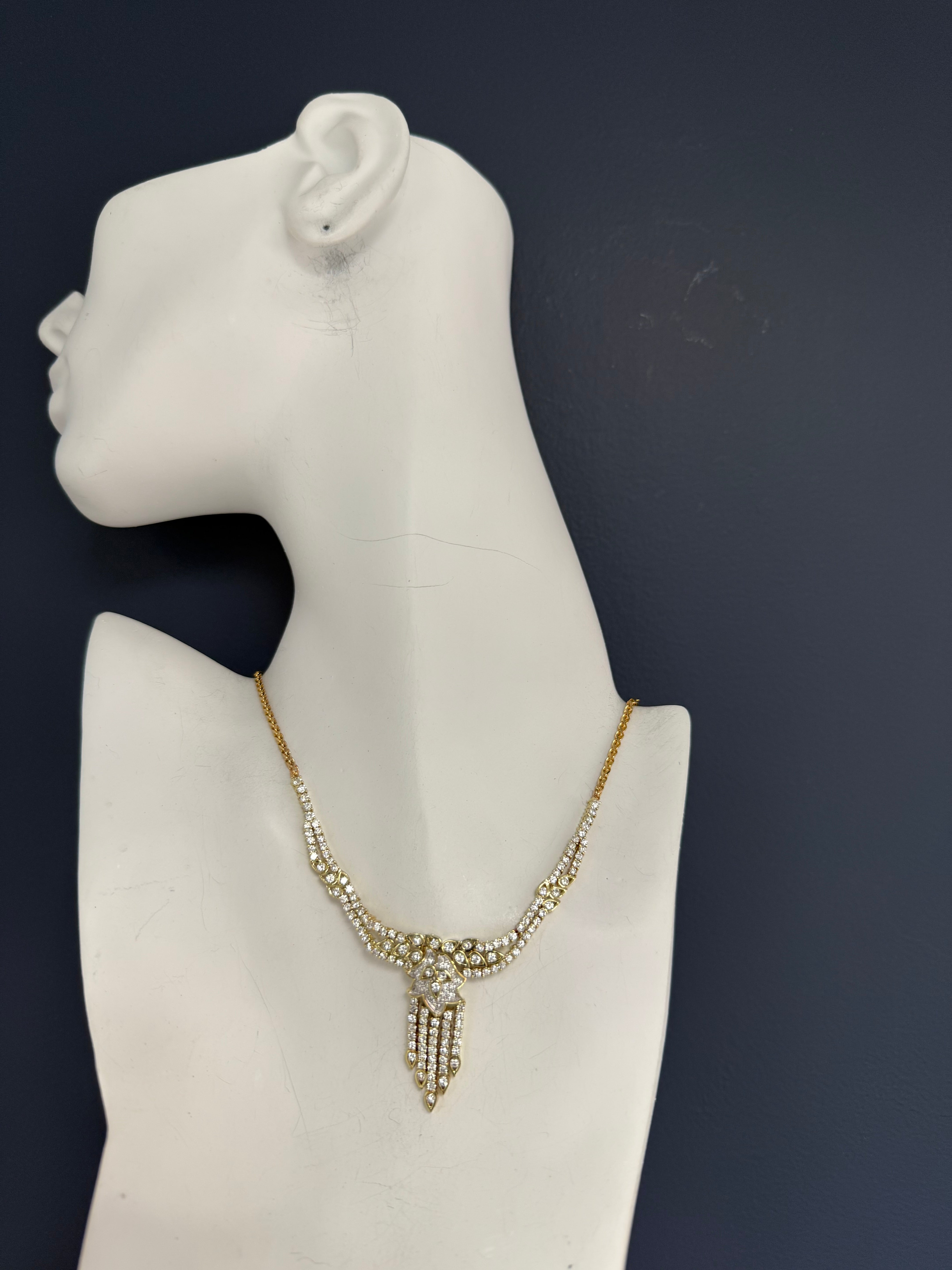 Retro Gold 5 Carat Natural Diamond Statement Necklace, Circa 1975