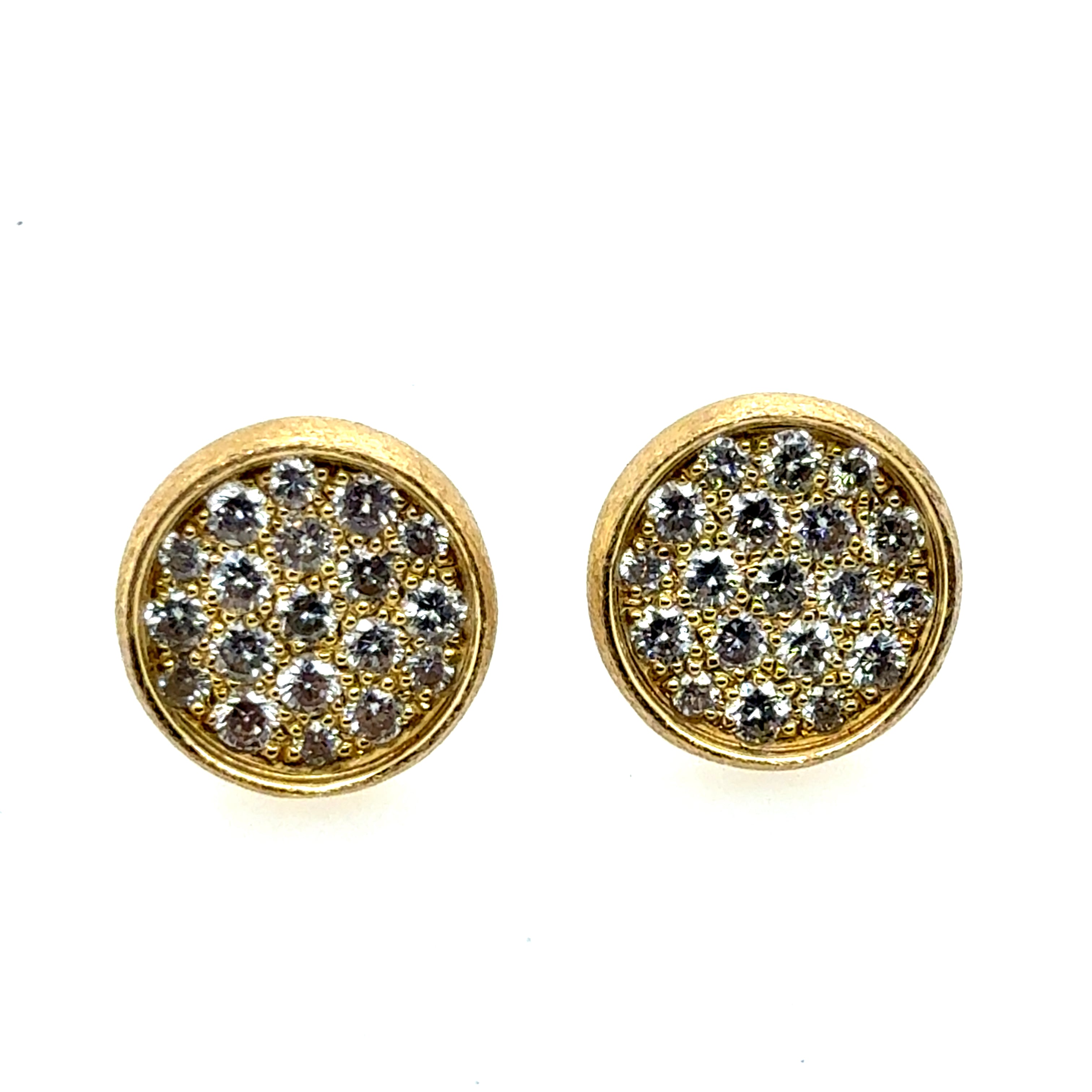 Modern Gold 1.30 Carat Natural Colorless Diamond Half-Inch Round Earrings