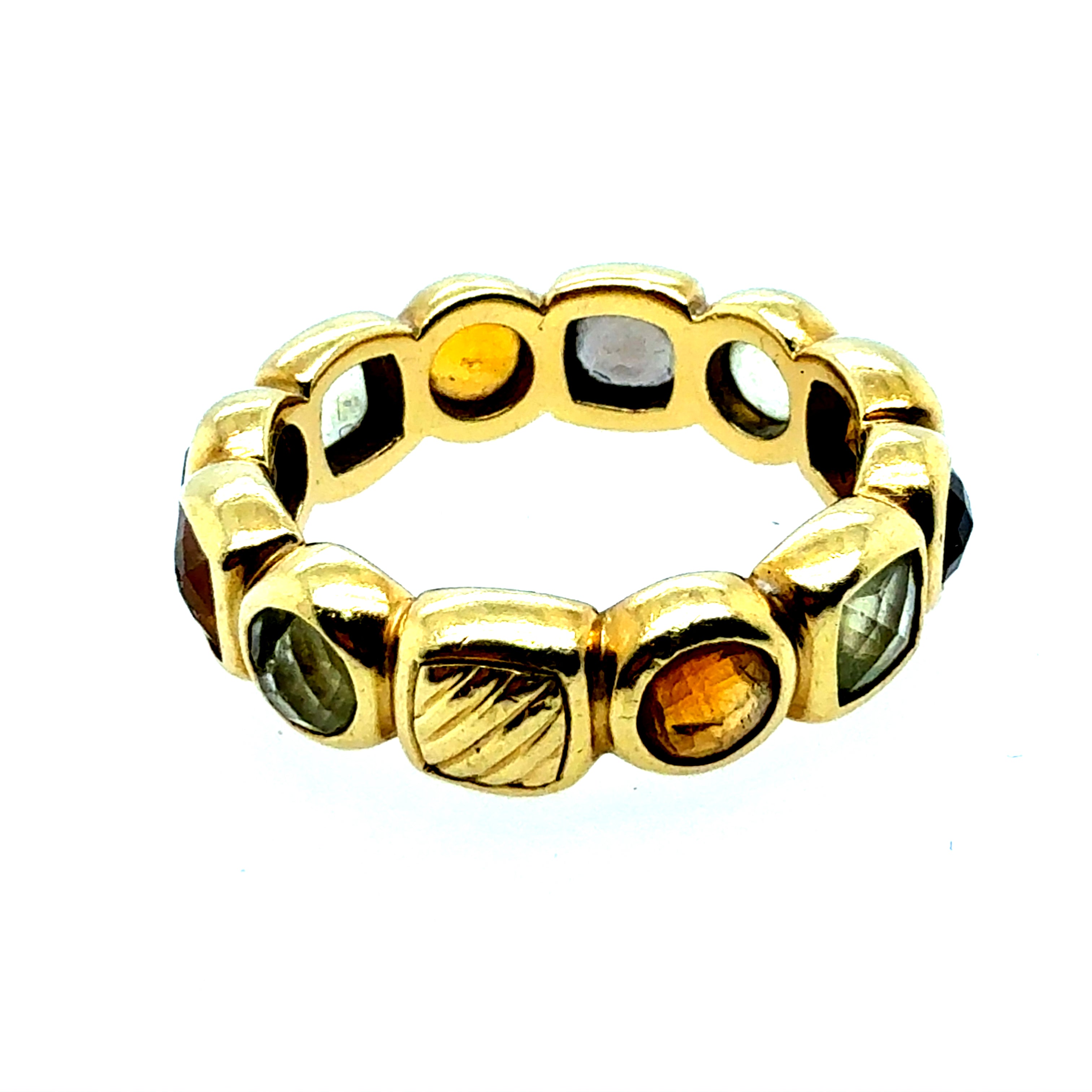 Retro Gold Natural Multicolor Rose Cut Eternity Band by David Yurman
