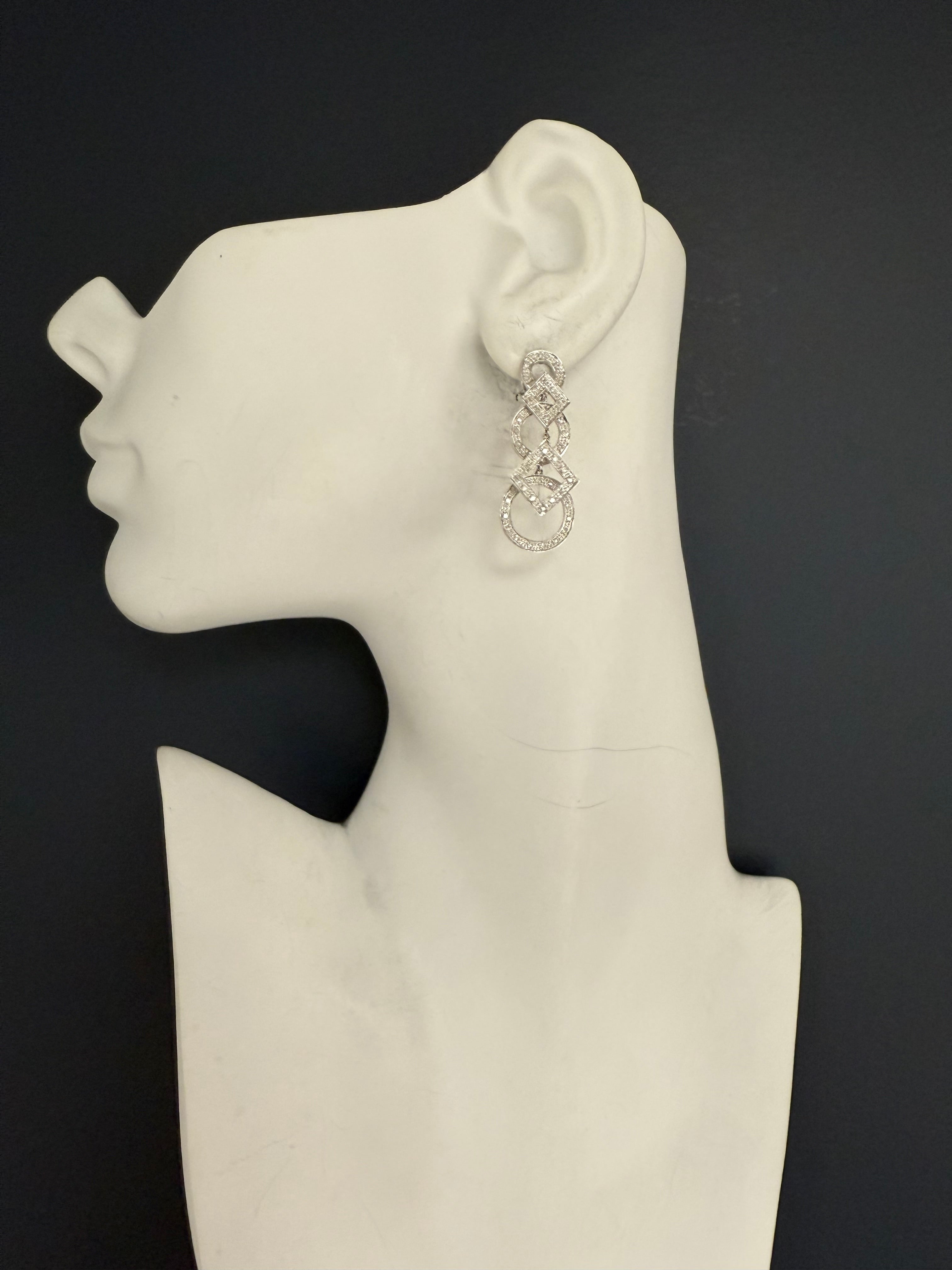 Modern White Gold 0.6 Carat Natural Diamond Fashion Drop Statement Earrings