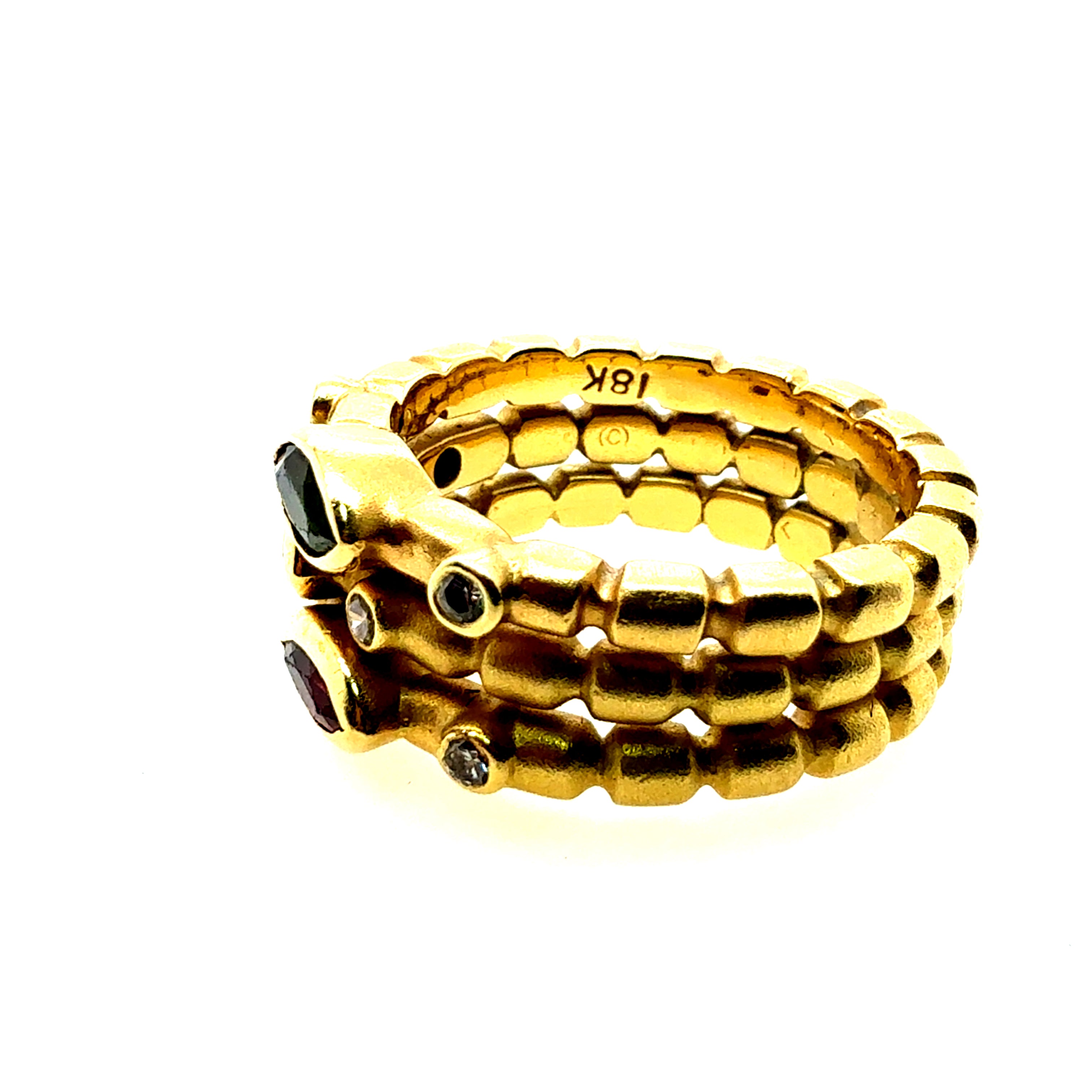 Modern Gold Natural Multicolor Marquise & Colorless Diamond Statement Ring