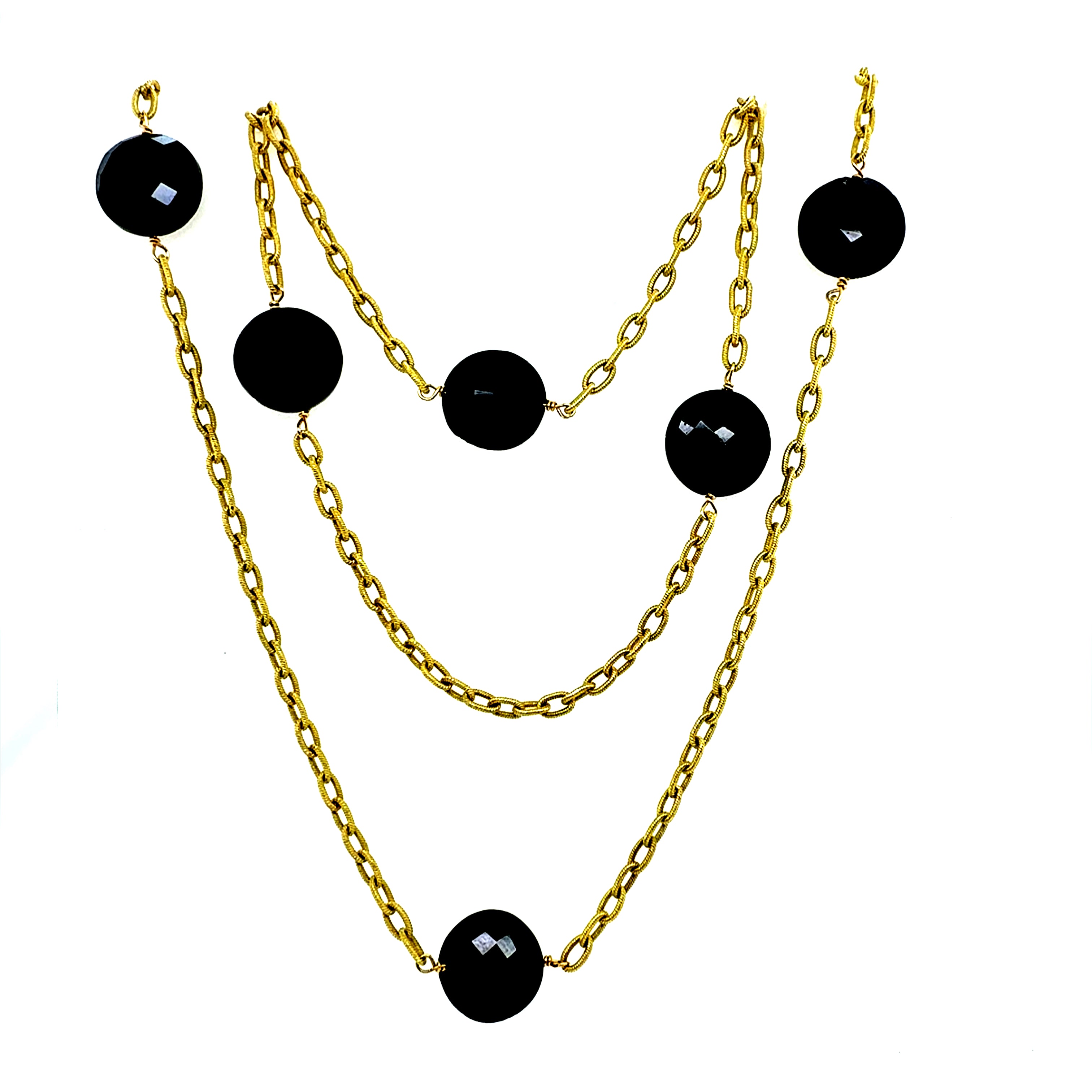 Retro Gold 66 Inch Opera Statement Necklace Made in Italy