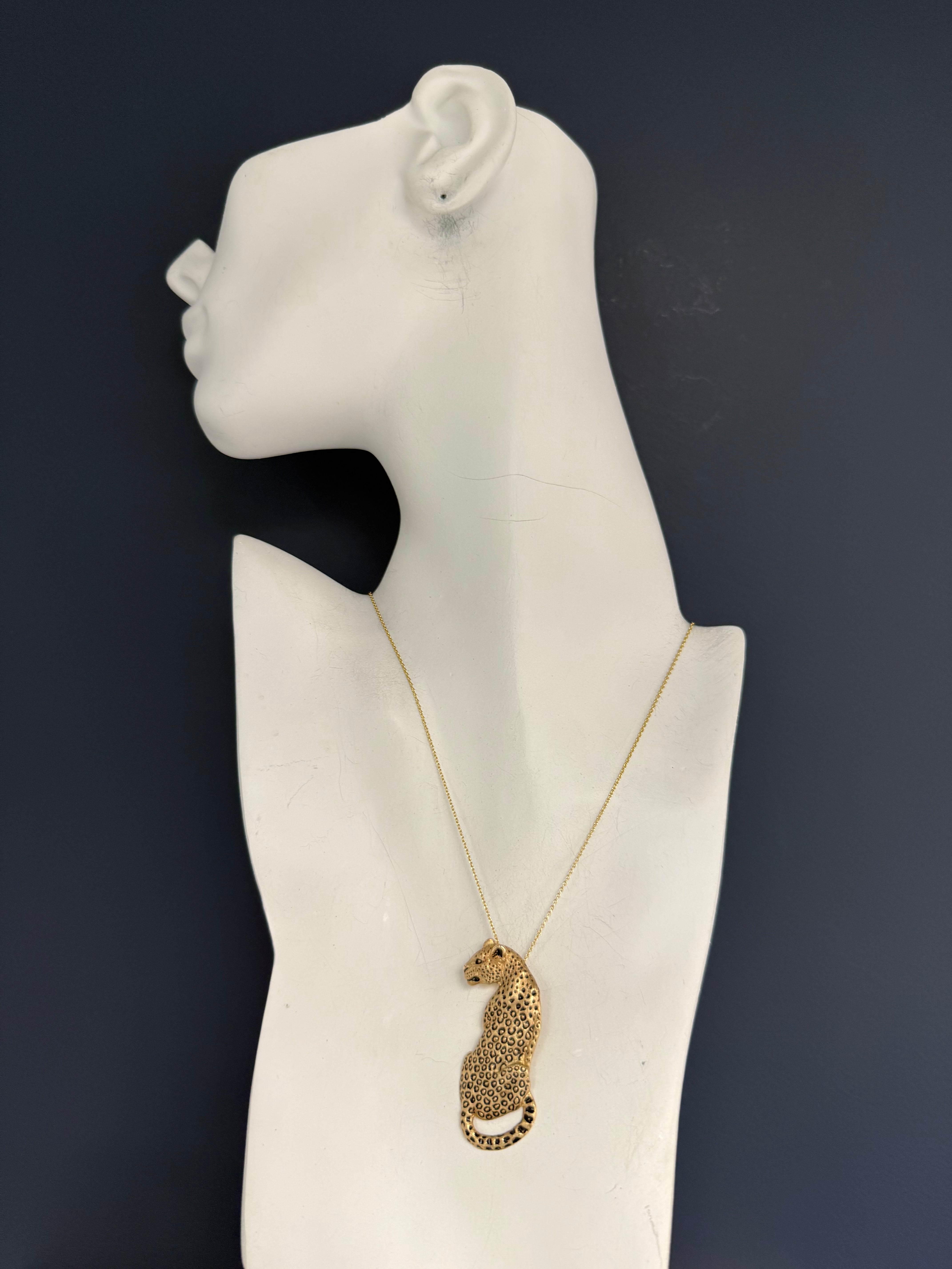 Retro Yellow Gold Leopard Pendant Numbered 28/300 by Gayle Knight