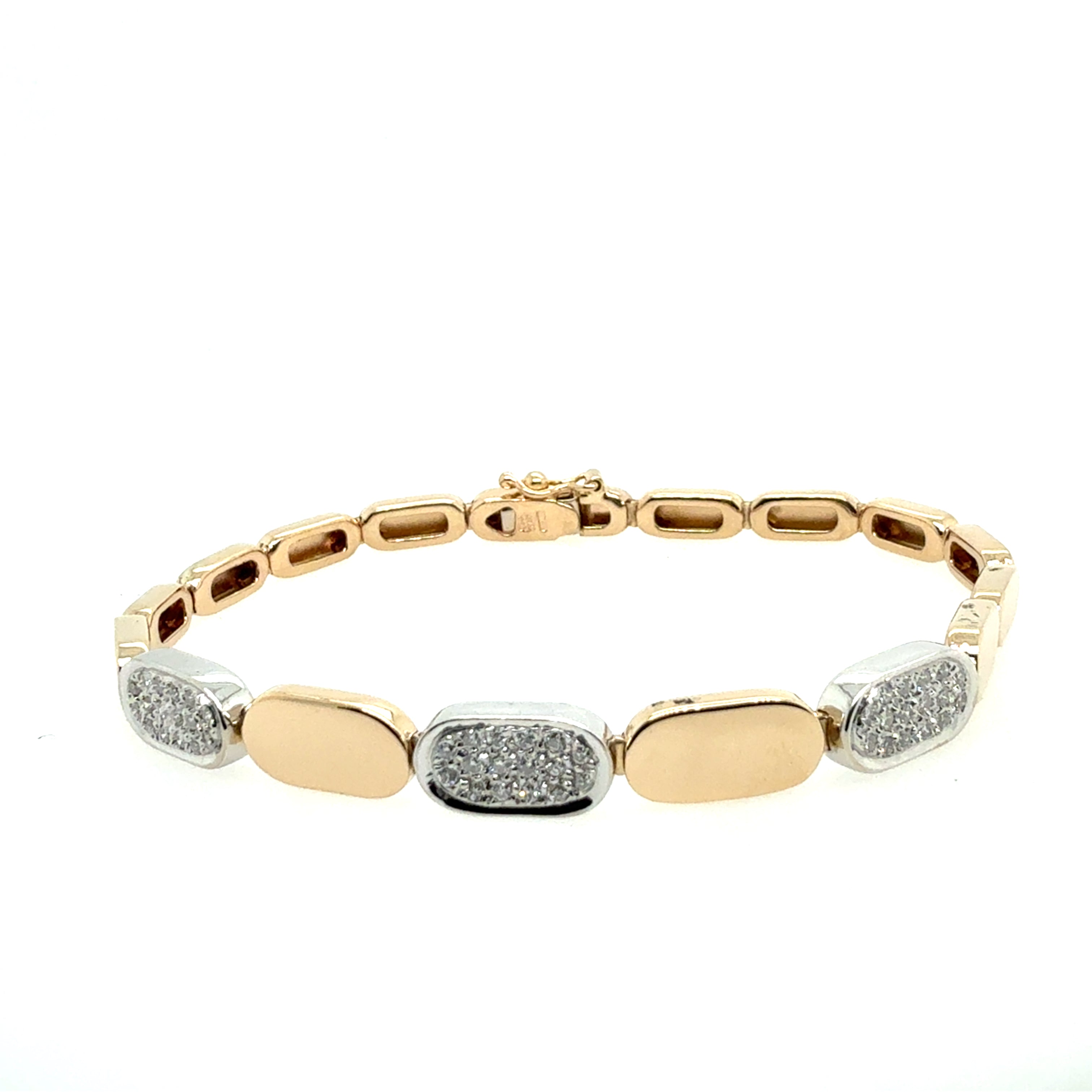 Retro Two Tone Gold 0.50 Carat Natural Diamond Bracelet Circa 1990 Italy
