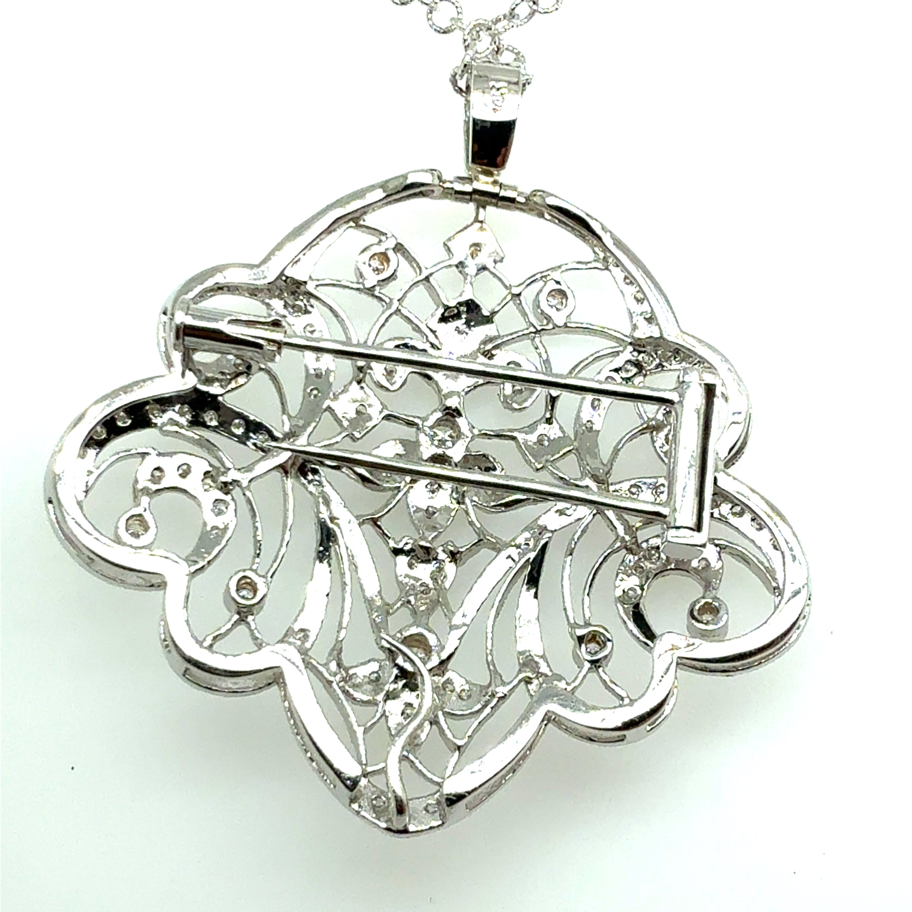 Modern White Gold 1.25 Carat Natural Colorless Diamond Pendant & Brooche